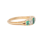 Victorian Colombian Emerald and Old Cut Diamond Ring-Charlotte Sayers Antique Jewellery