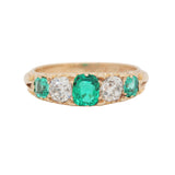 Victorian Colombian Emerald and Old Cut Diamond Ring-Charlotte Sayers Antique Jewellery