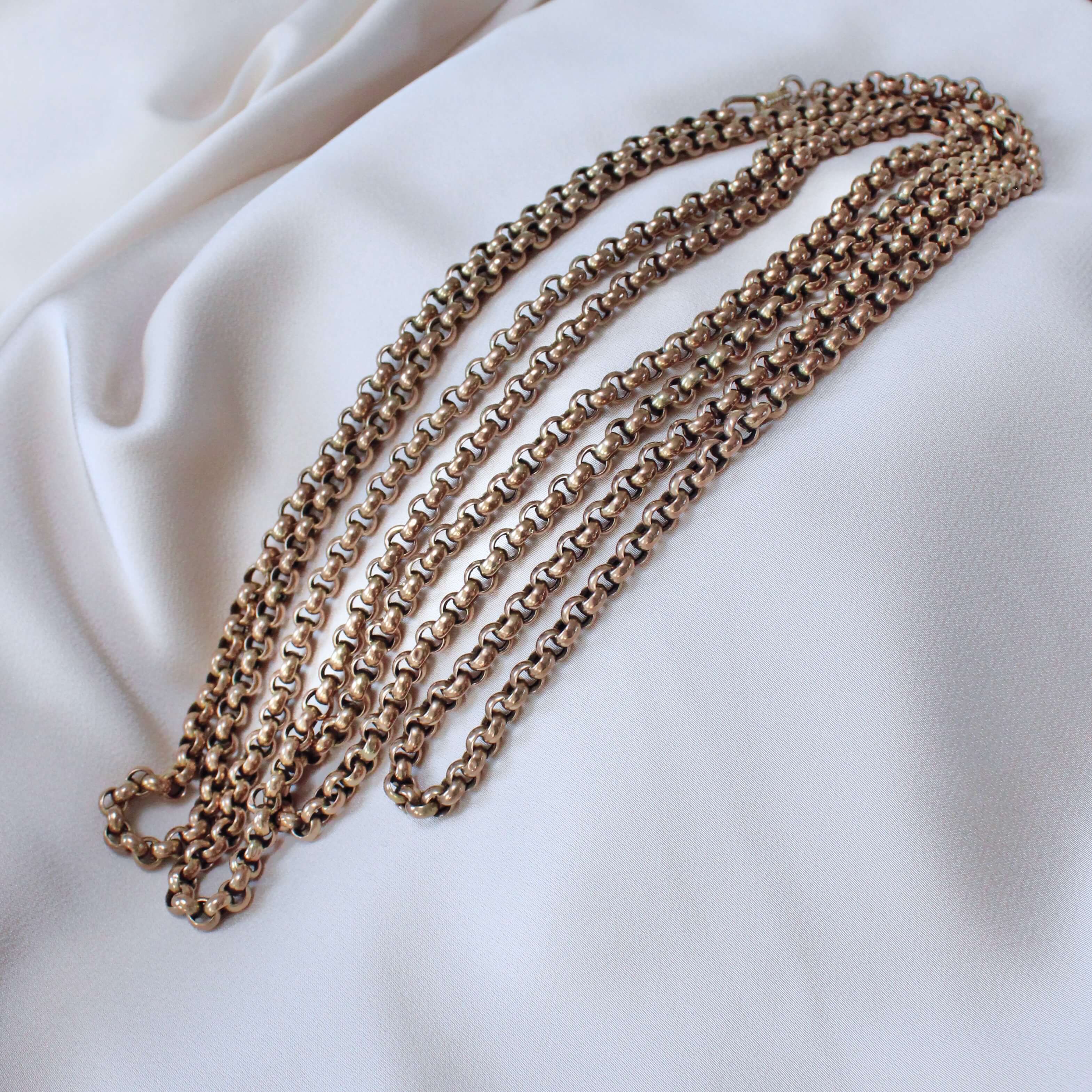 Victorian Continental 8ct Guard Chain-Charlotte Sayers Antique Jewellery