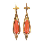 Victorian Coral Gold Drop Earrings-Charlotte Sayers Antique Jewellery