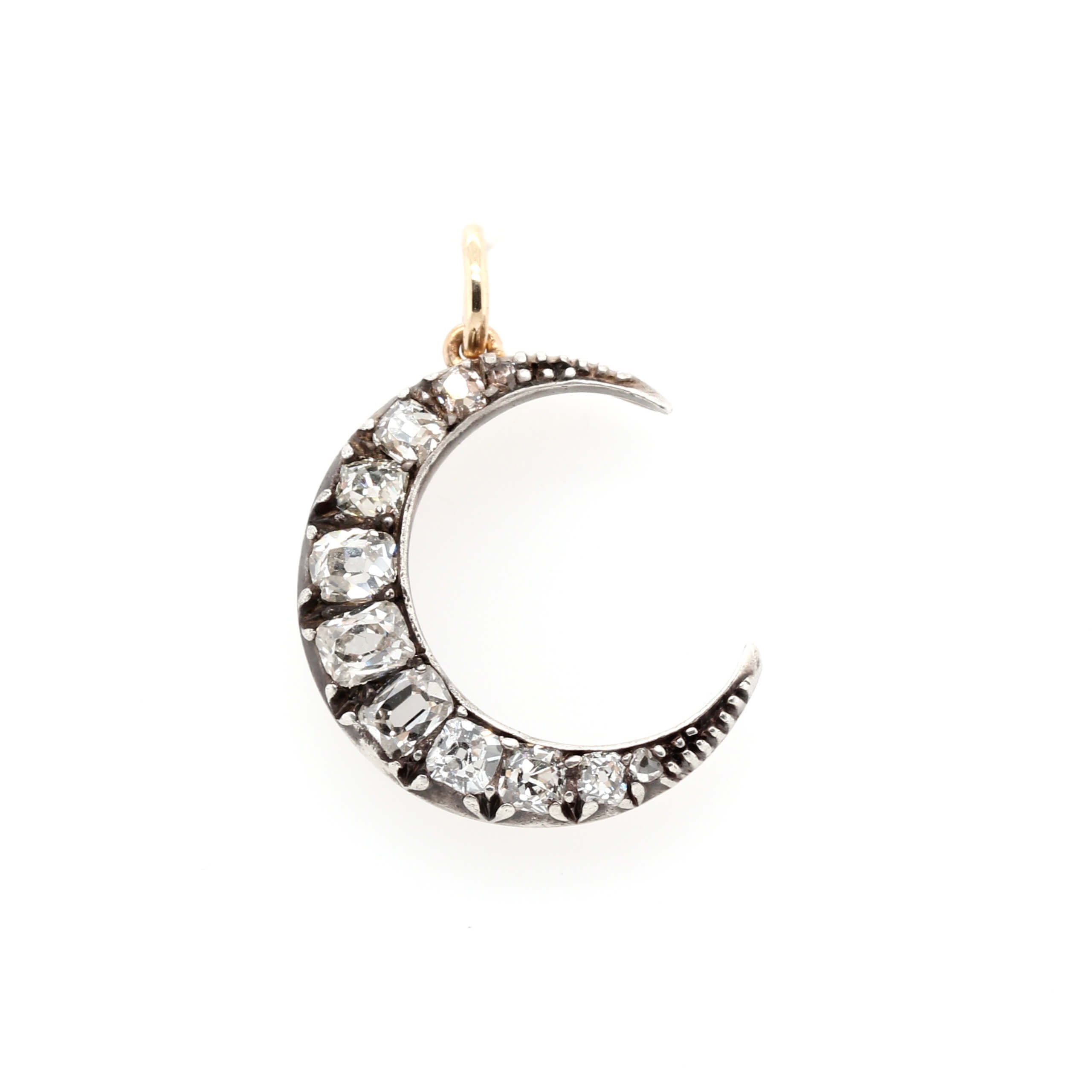 Victorian Crescent Diamond Pendant-Charlotte Sayers Antique Jewellery