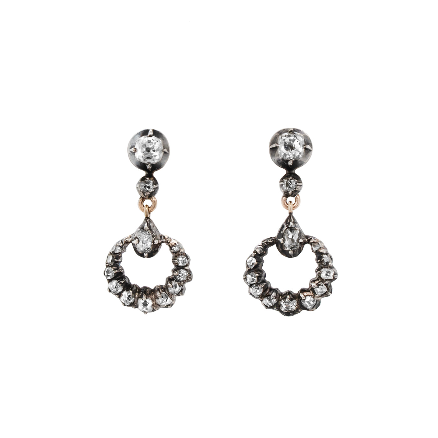Victorian Crescent Drop Earrings-Charlotte Sayers Antique Jewellery