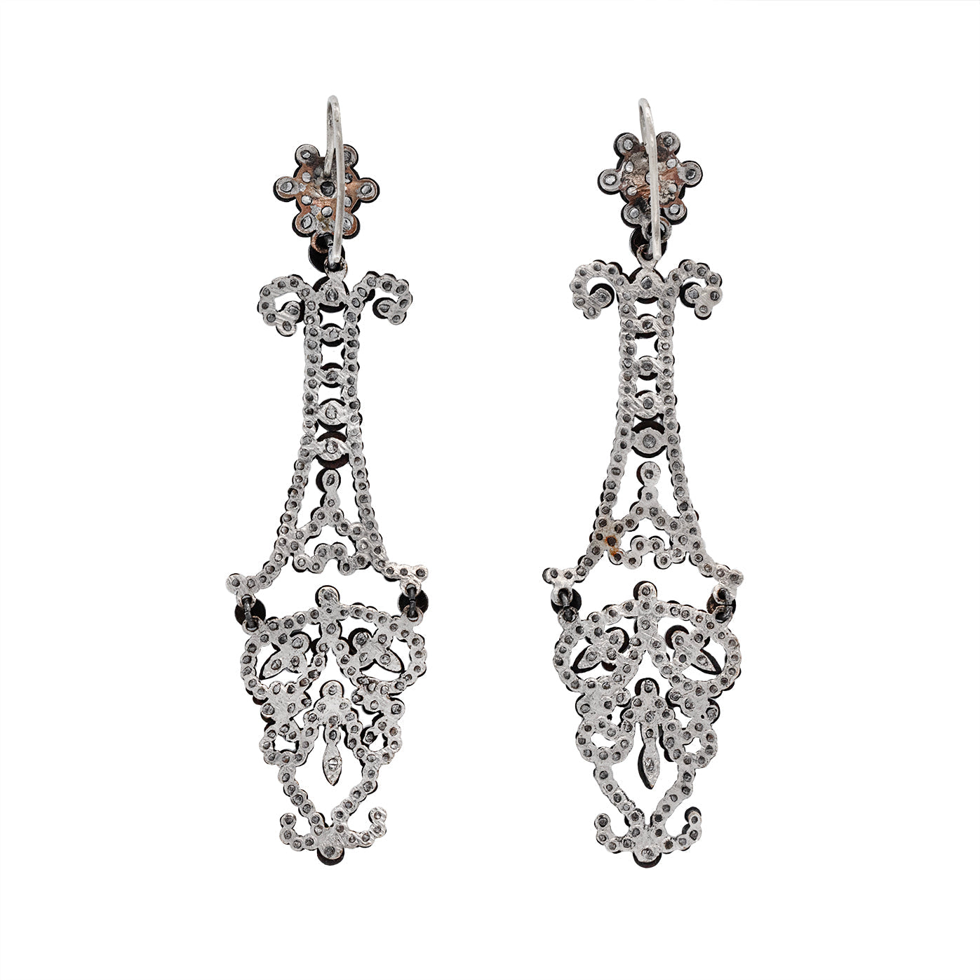 Victorian Cut Steel Drop Earrings-Charlotte Sayers Antique Jewellery