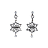 Victorian Cut Steel Star Earrings-Charlotte Sayers Antique Jewellery