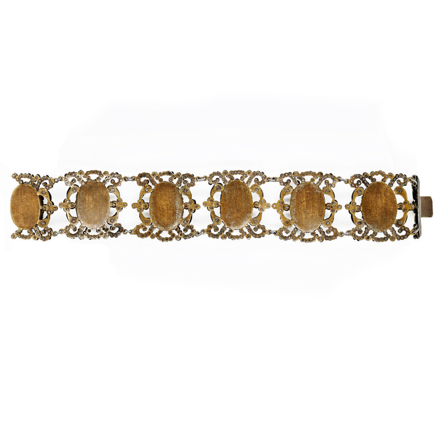 Victorian Cut Steel and Coque de Perle Bracelet-Charlotte Sayers Antique Jewellery