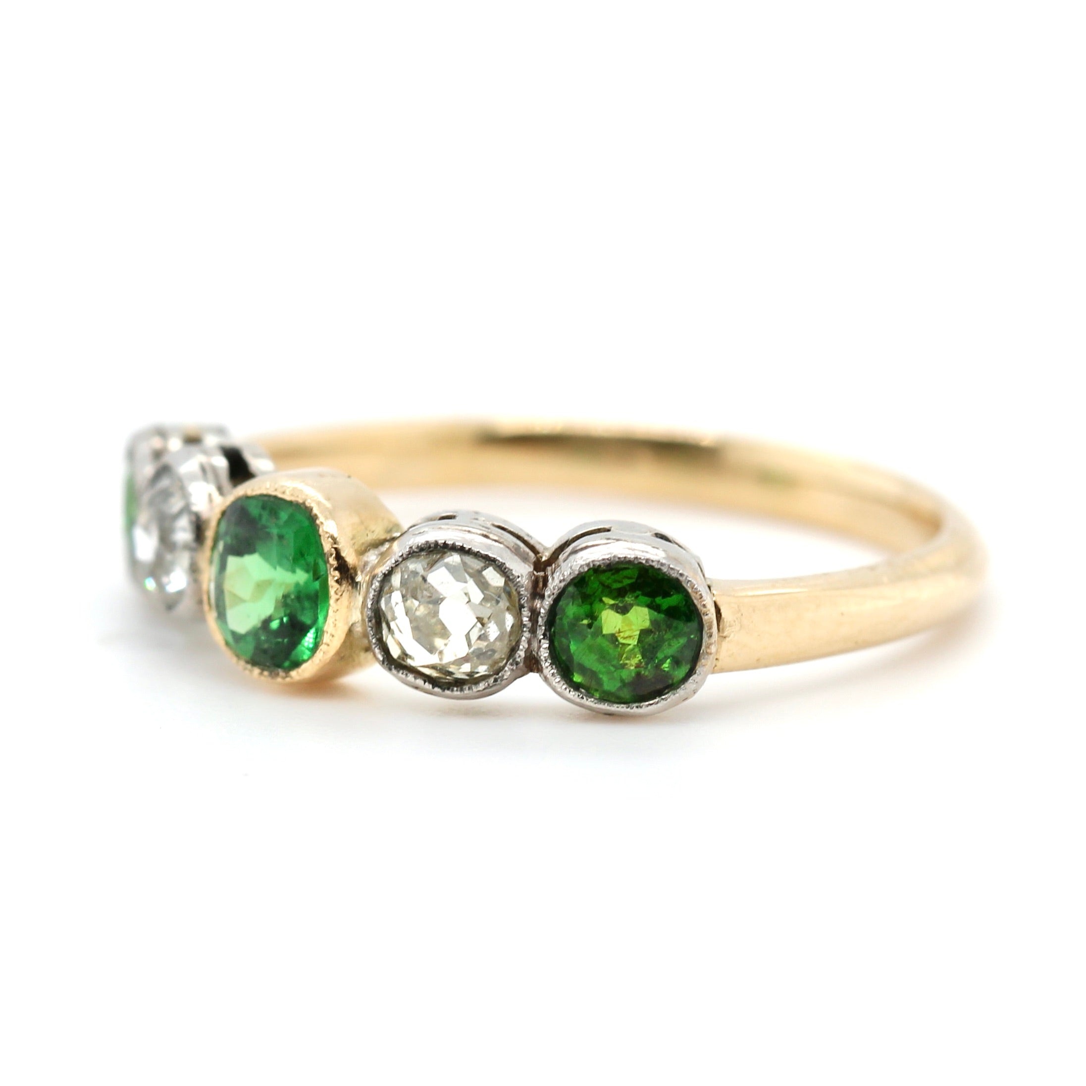 Victorian Demantoid Garnet and Diamond Ring-Charlotte Sayers Antique Jewellery