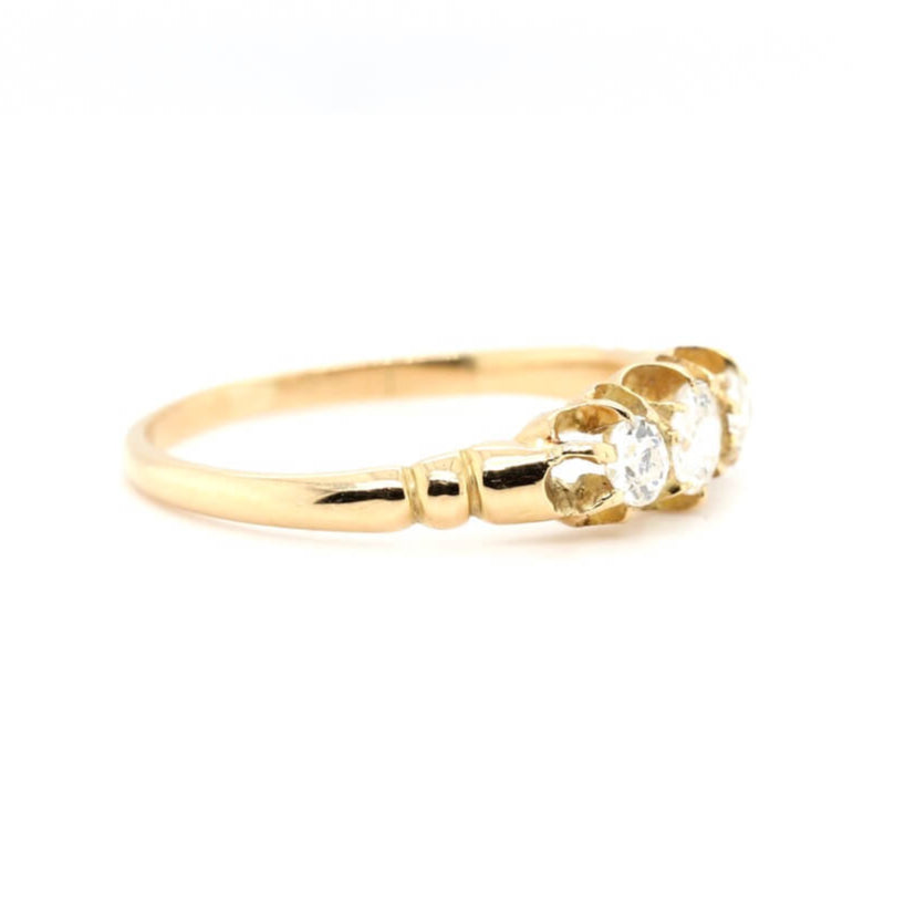 Victorian Diamond 3 Stone Ring-Charlotte Sayers Antique Jewellery