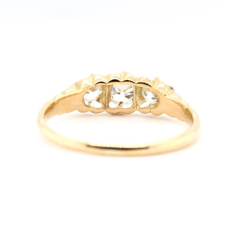 Victorian Diamond 3 Stone Ring-Charlotte Sayers Antique Jewellery