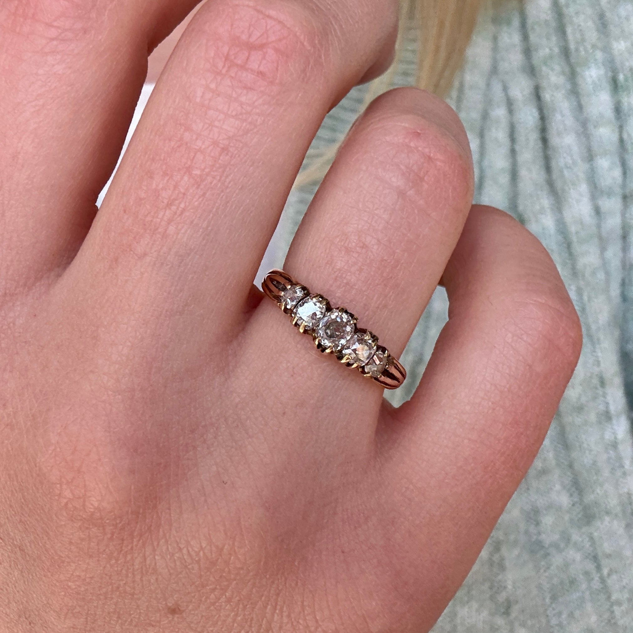 Victorian Diamond 5 Stone Ring-Charlotte Sayers Antique Jewellery