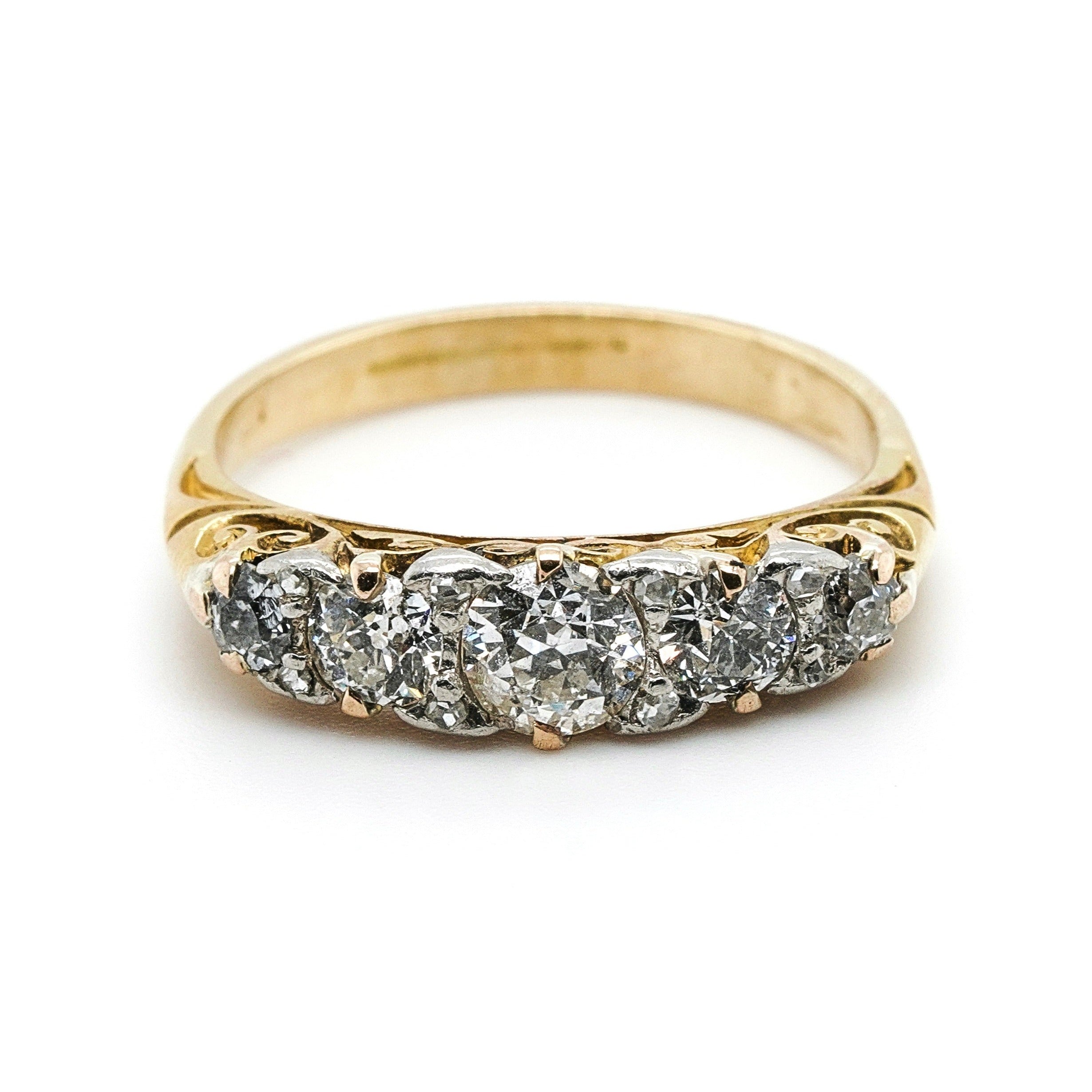 Victorian Diamond 5 Stone Ring-Charlotte Sayers Antique Jewellery