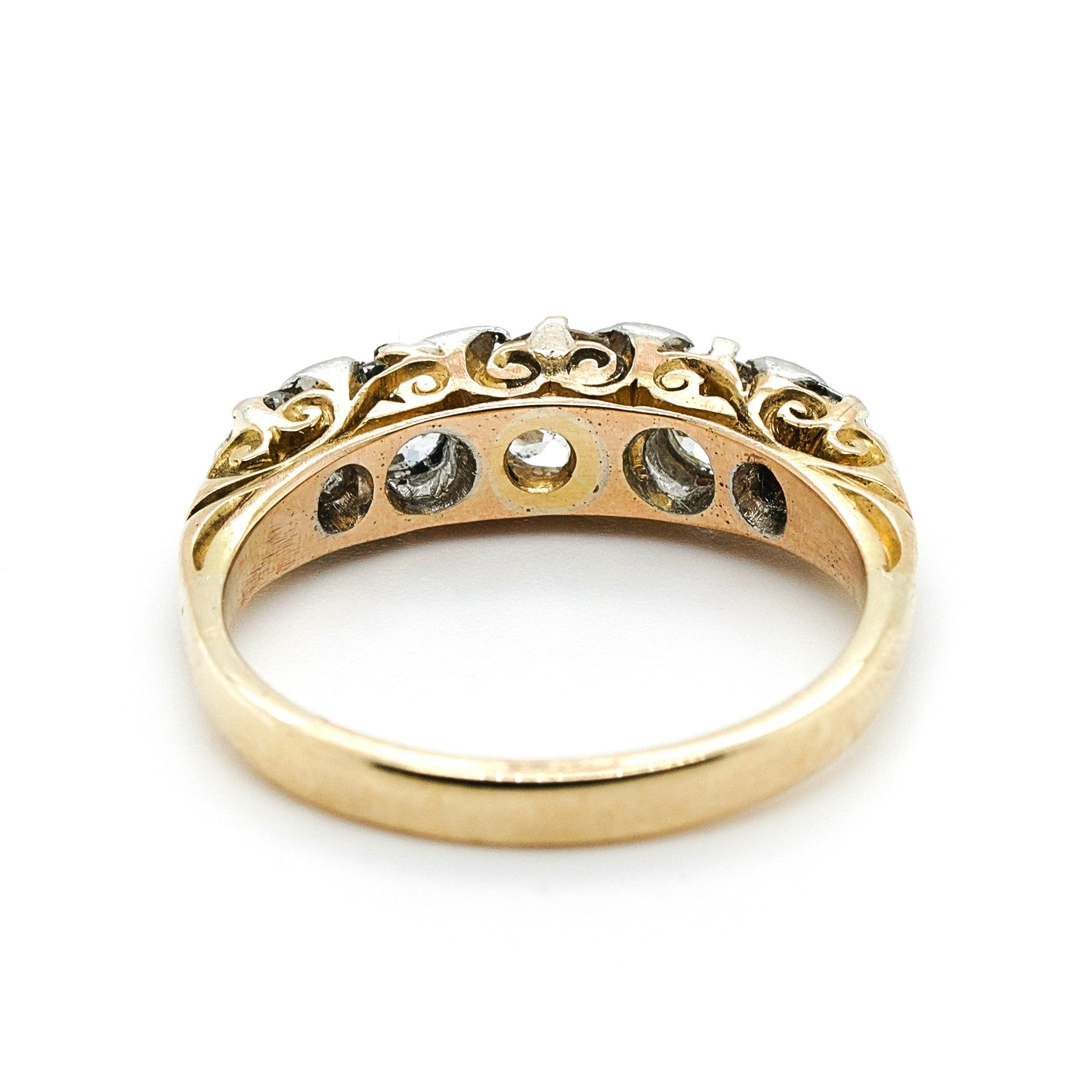 Victorian Diamond 5 Stone Ring-Charlotte Sayers Antique Jewellery