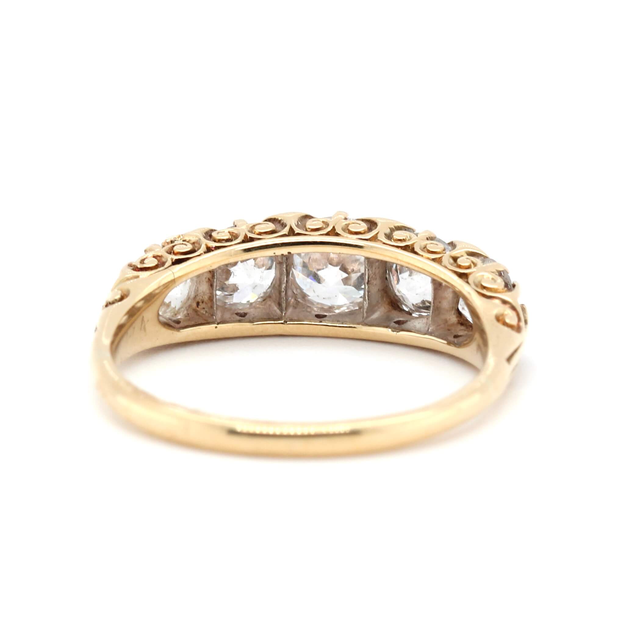 Victorian Diamond 5 Stone Ring-Charlotte Sayers Antique Jewellery