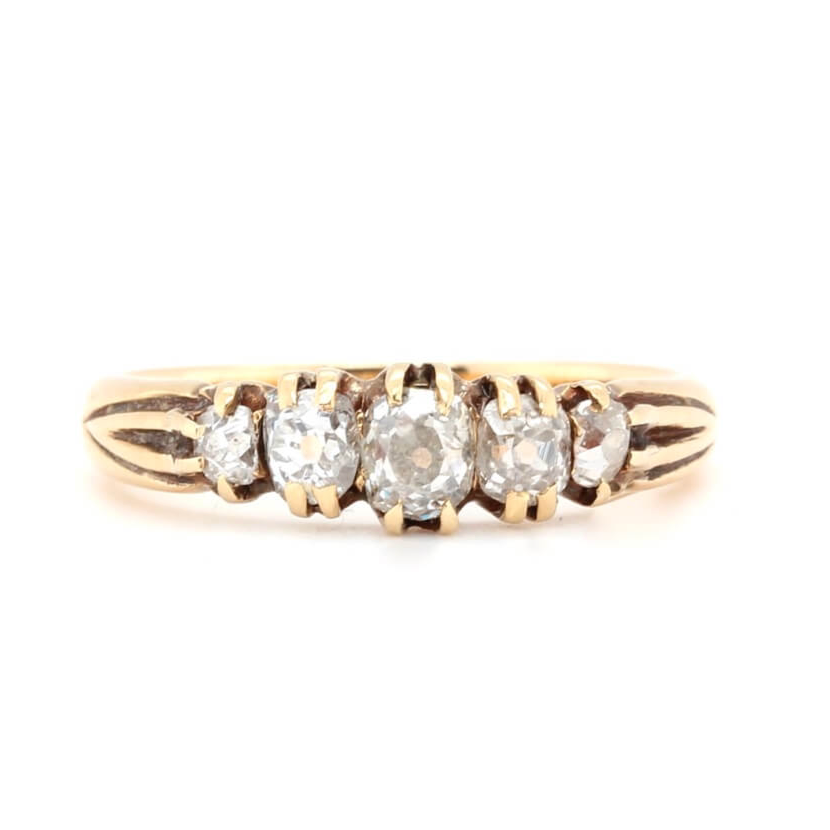 Victorian Diamond 5 Stone Ring-Charlotte Sayers Antique Jewellery