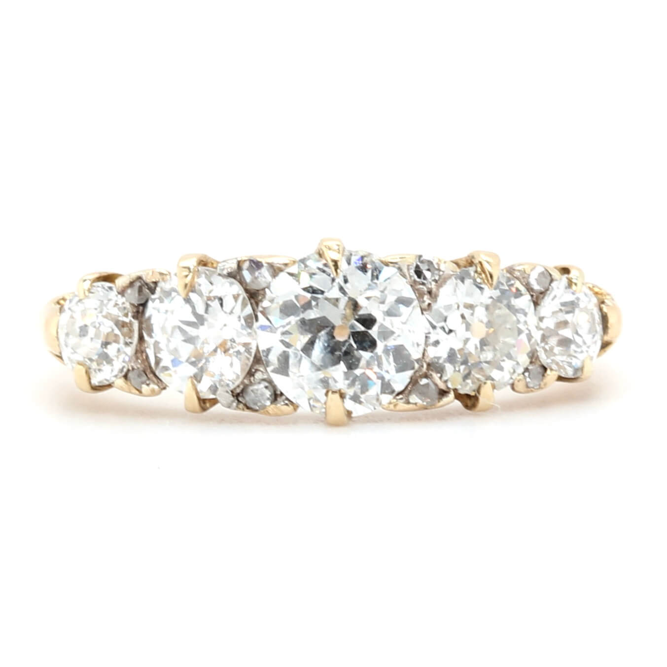 Victorian Diamond 5 Stone Ring-Charlotte Sayers Antique Jewellery