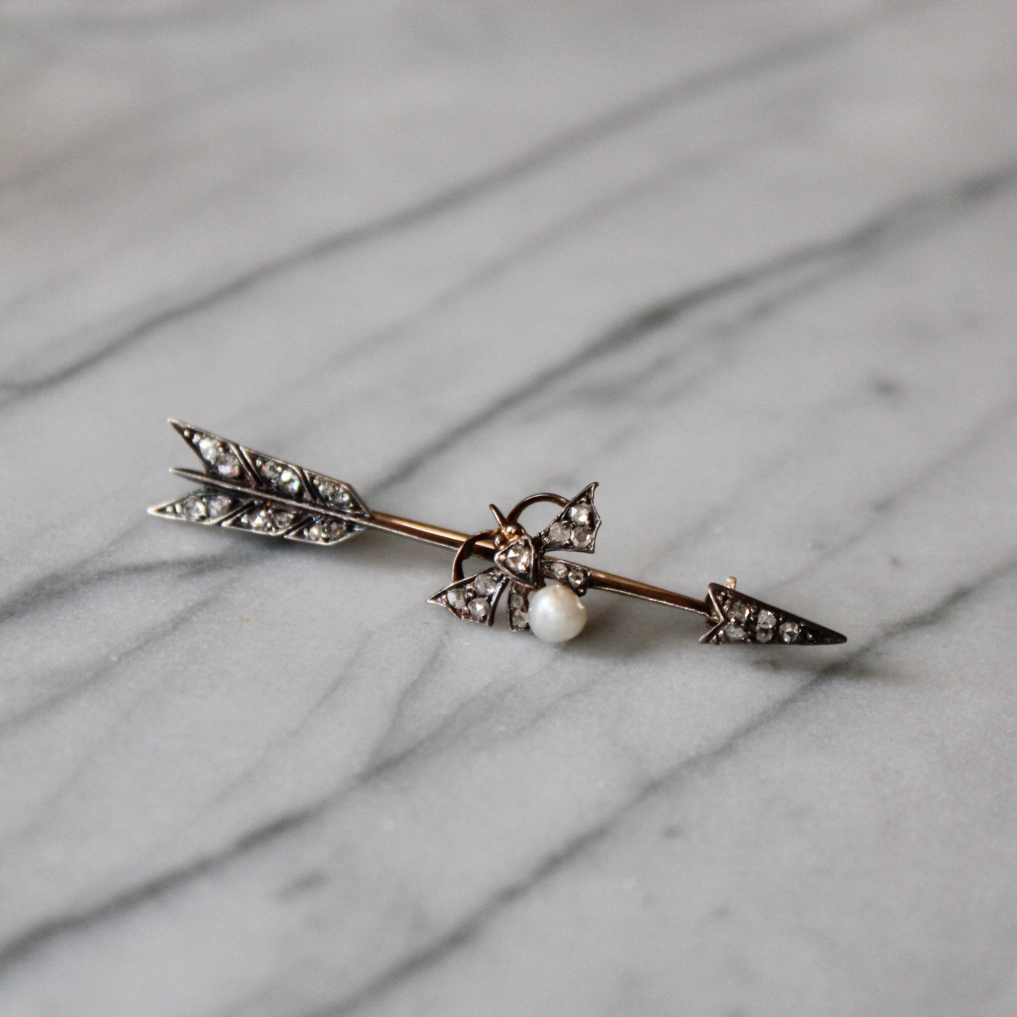 Victorian Diamond Arrow Brooch-Charlotte Sayers Antique Jewellery