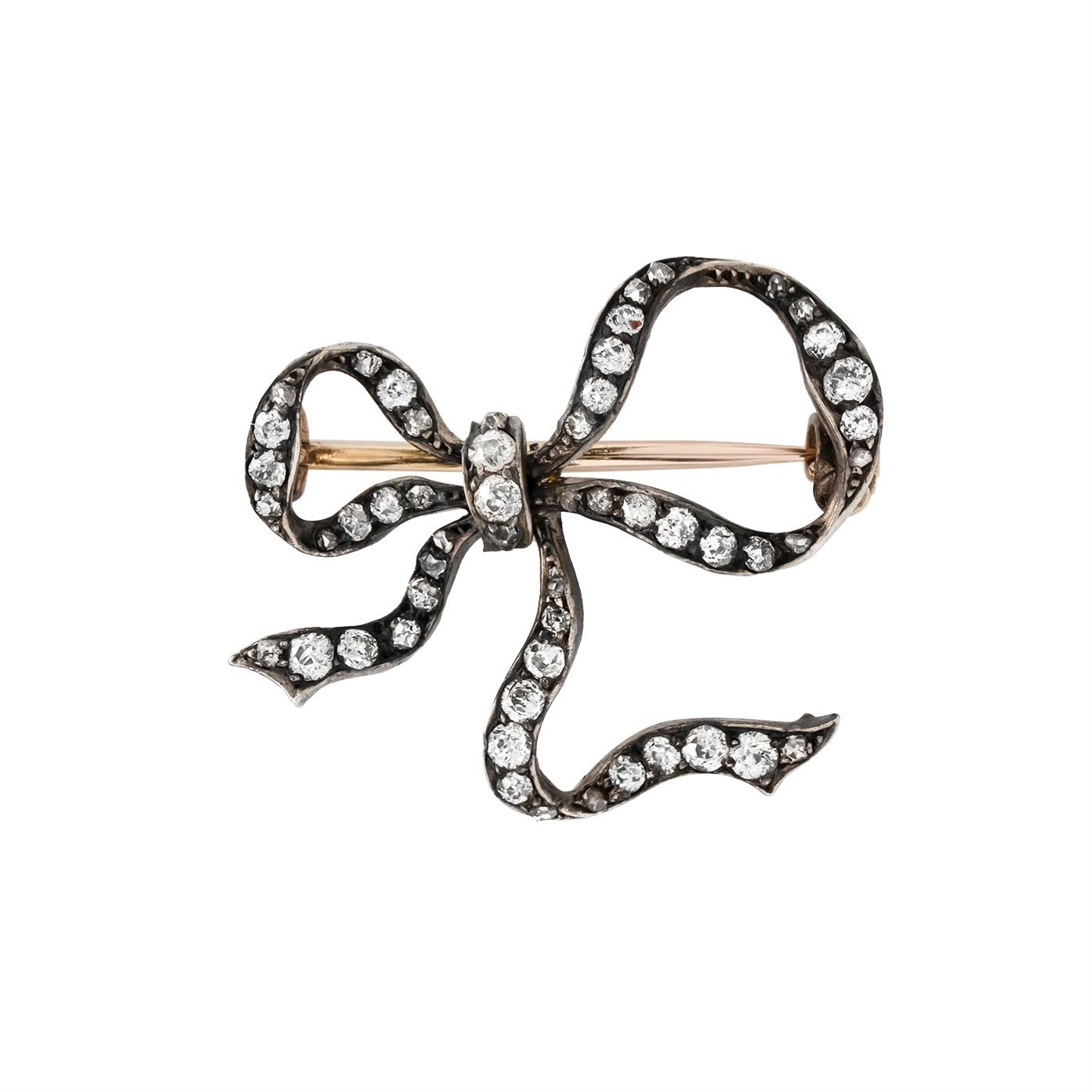 Victorian Diamond Bow Brooch-Charlotte Sayers Antique Jewellery