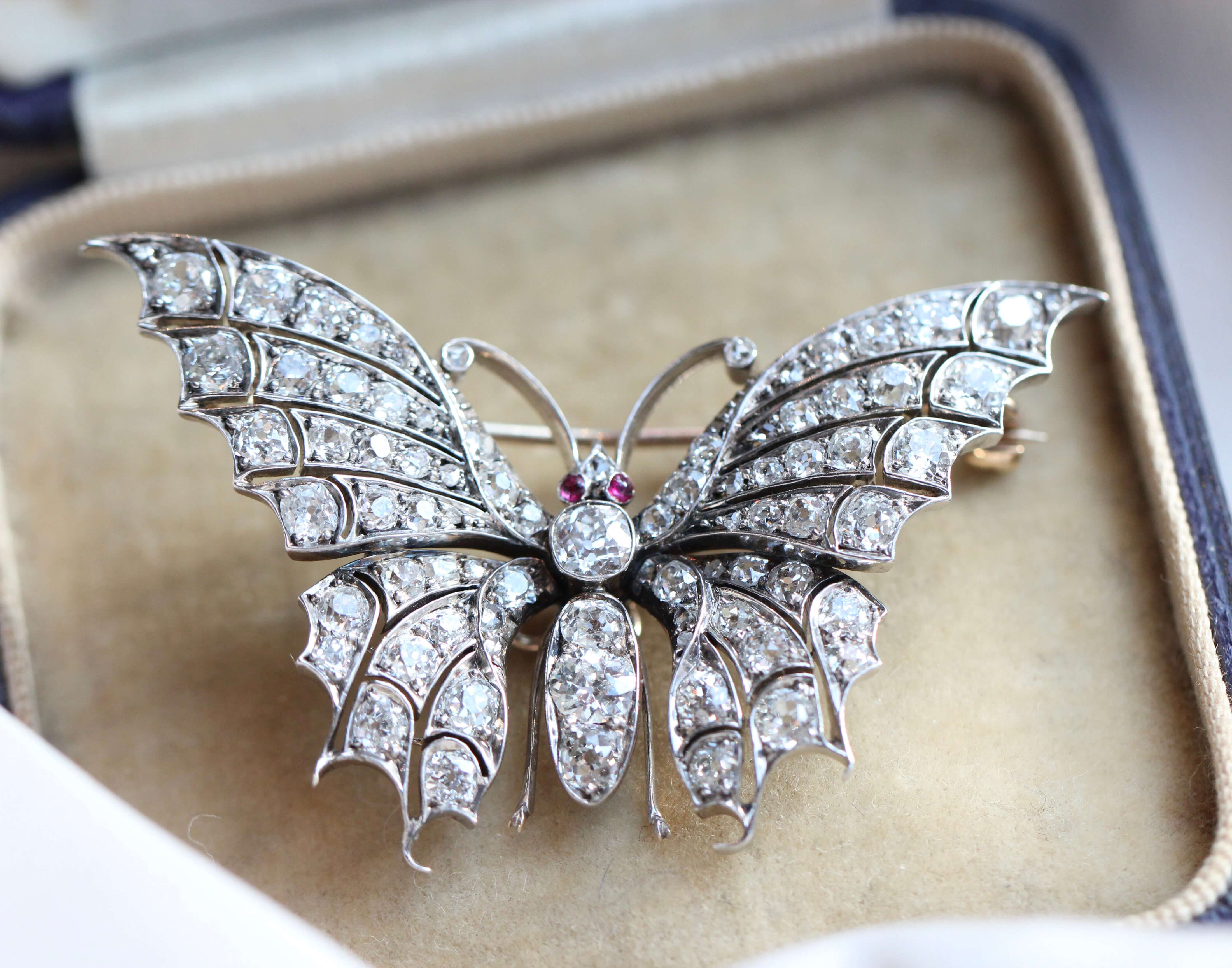 Victorian Diamond Butterfly Brooch-Charlotte Sayers Antique Jewellery