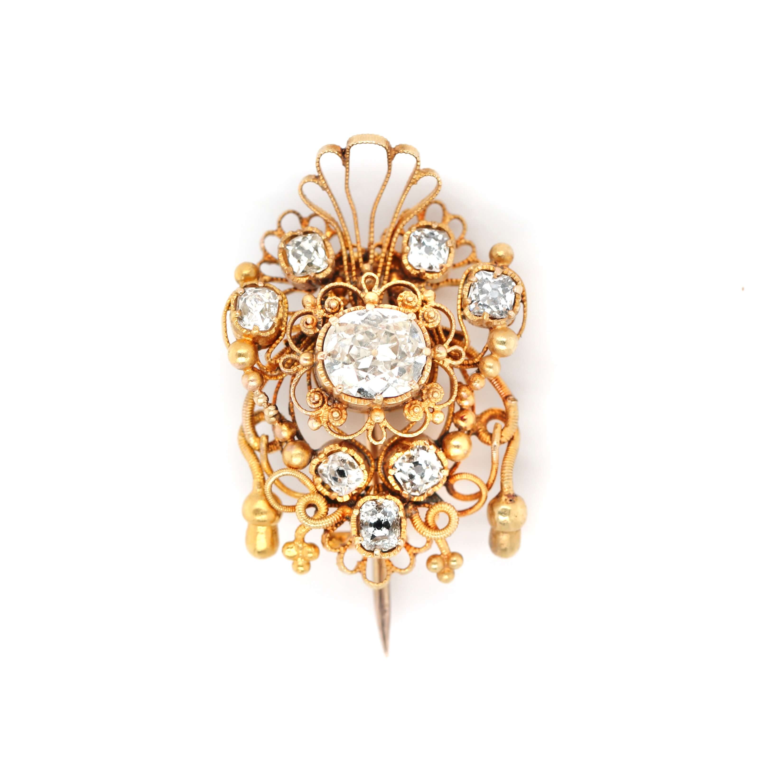 Victorian Diamond Cannetille Brooch-Charlotte Sayers Antique Jewellery