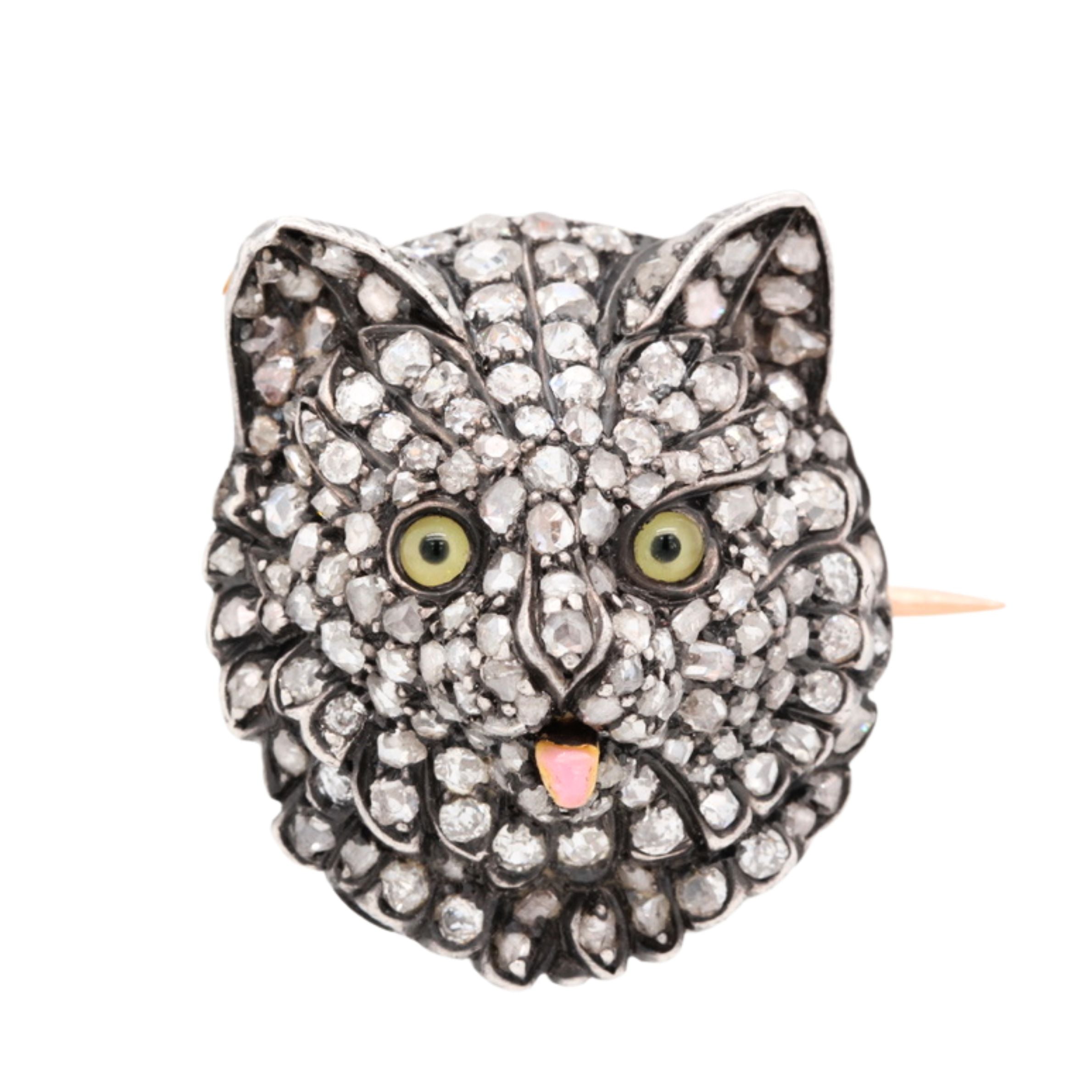 Victorian Diamond Cat Brooch-Charlotte Sayers Antique Jewellery