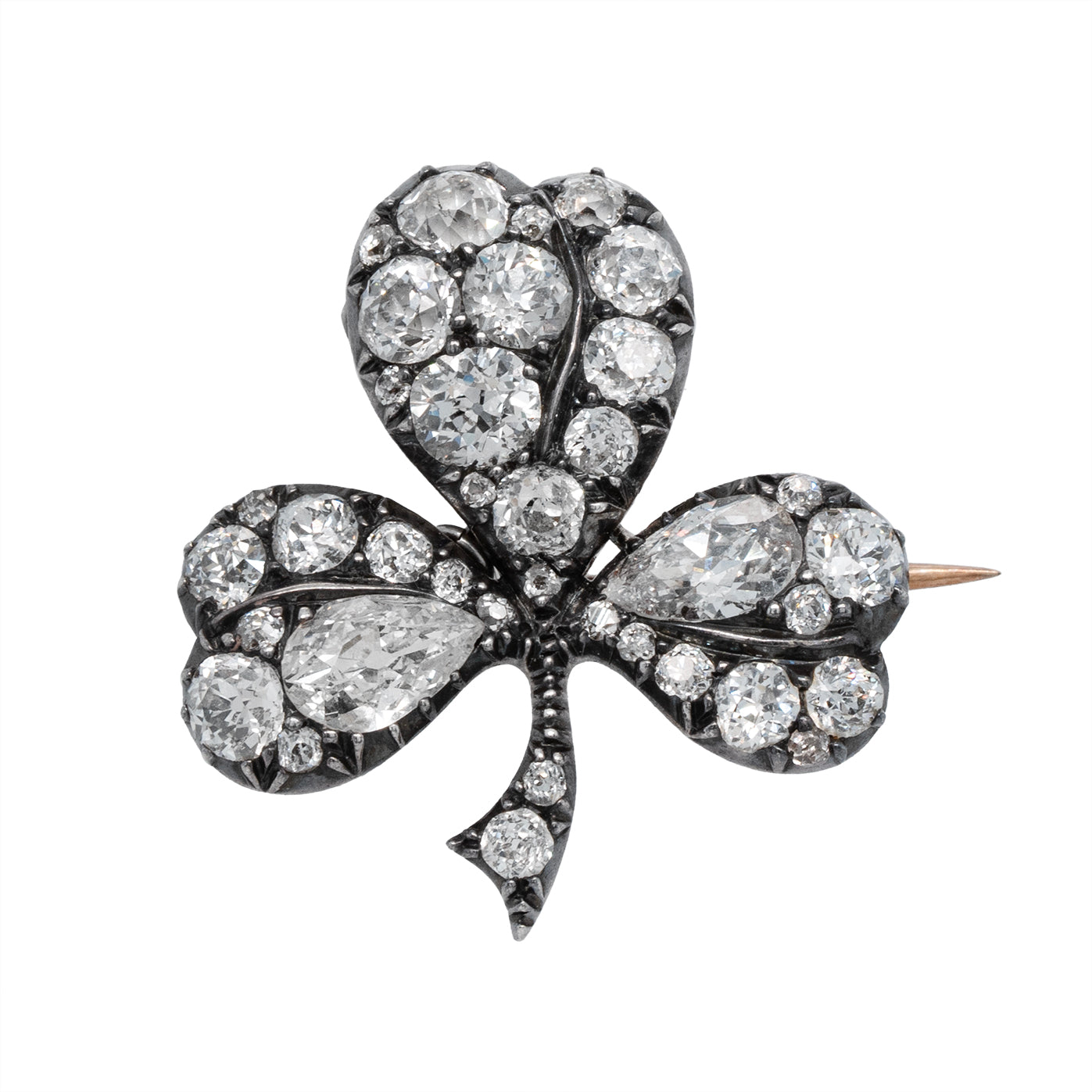 Victorian Diamond Clover Brooch-Charlotte Sayers Antique Jewellery