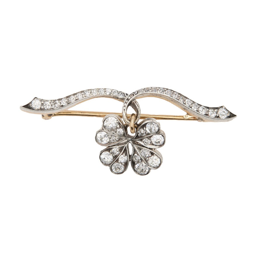 Victorian Diamond Clover Brooch-Charlotte Sayers Antique Jewellery