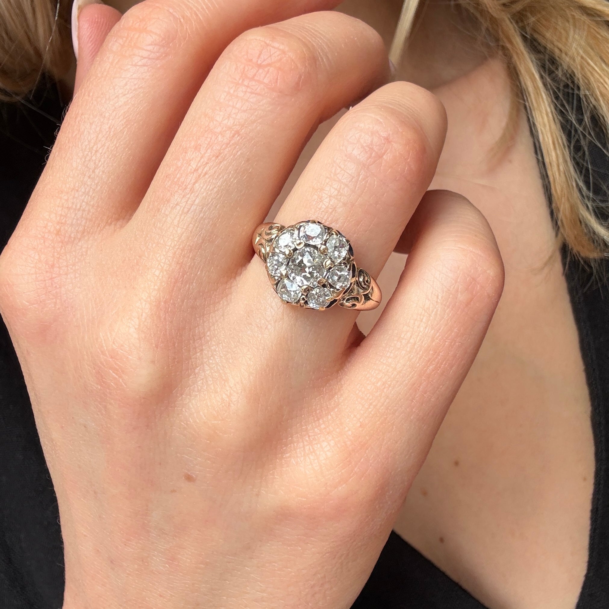 Victorian Diamond Cluster Ring-Charlotte Sayers Antique Jewellery