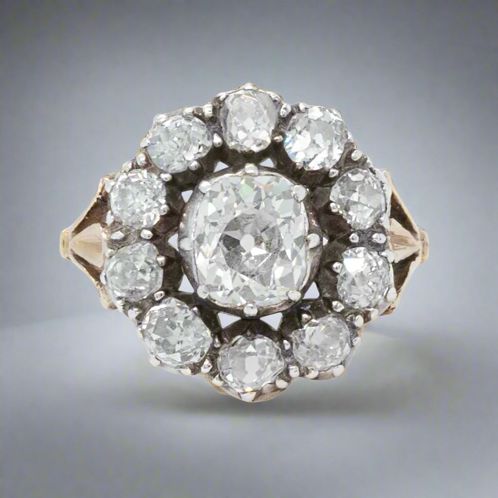 Victorian Diamond Cluster Ring-Charlotte Sayers Antique Jewellery