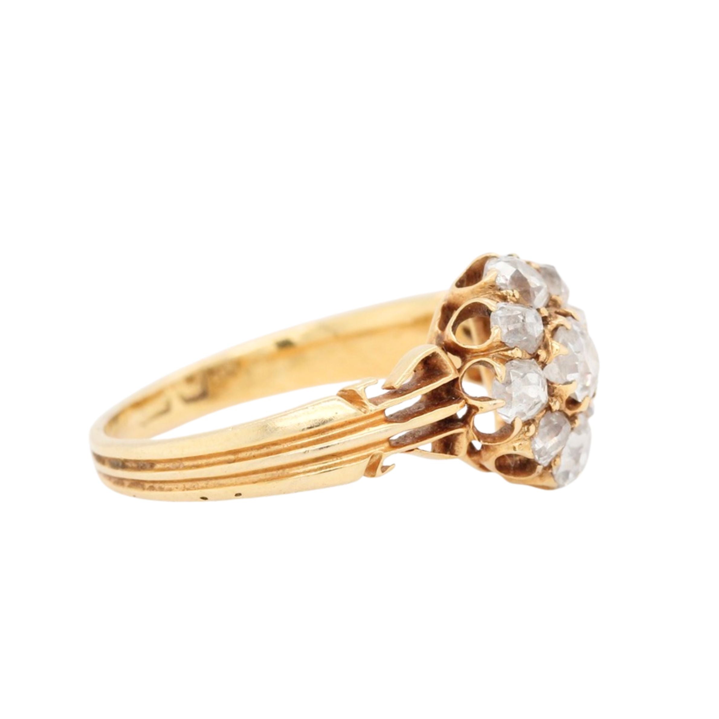 Victorian Diamond Cluster Ring in Gold-Charlotte Sayers Antique Jewellery