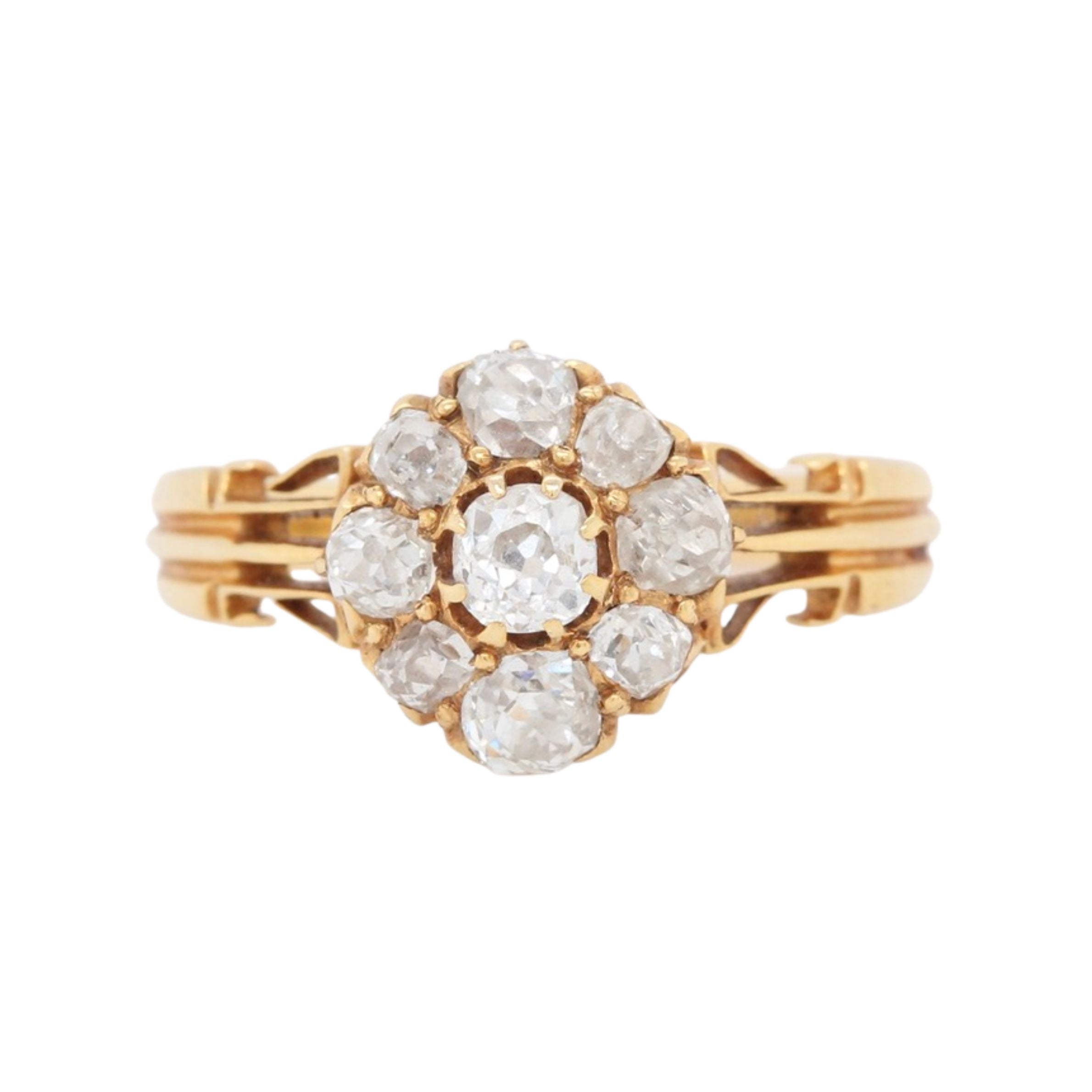 Victorian Diamond Cluster Ring in Gold-Charlotte Sayers Antique Jewellery