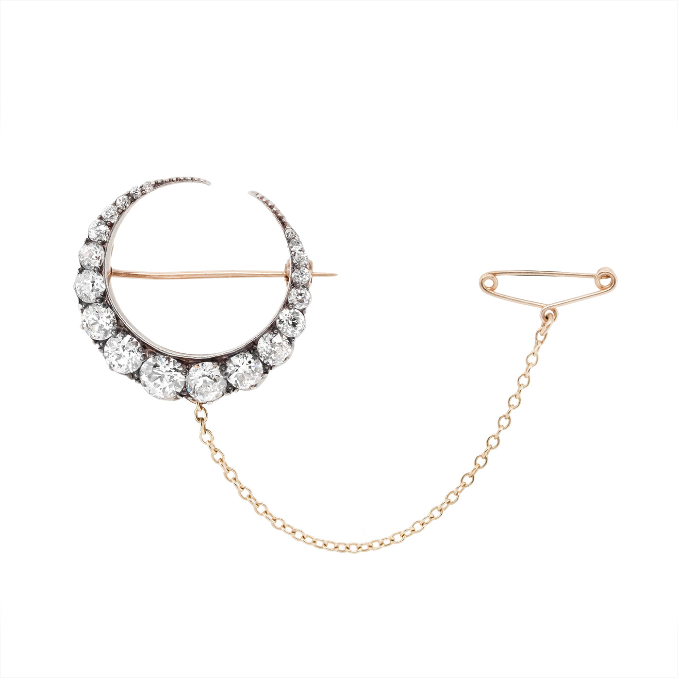 Victorian Diamond Crescent Brooch-Charlotte Sayers Antique Jewellery