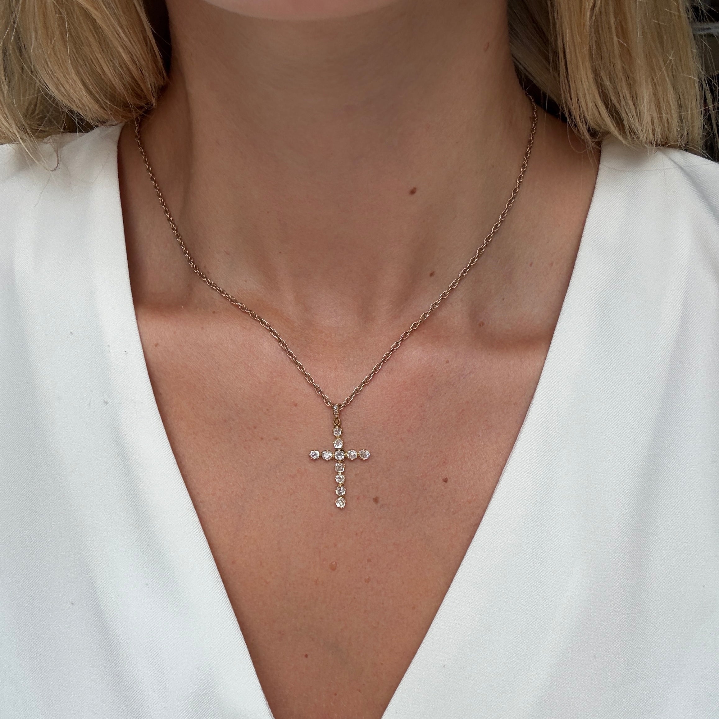 Victorian Diamond Cross-Charlotte Sayers Antique Jewellery