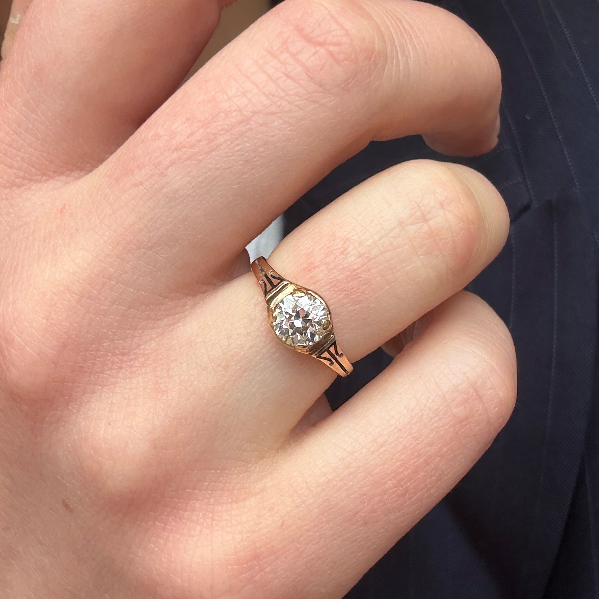 Victorian Diamond Enamel Ring-Charlotte Sayers Antique Jewellery