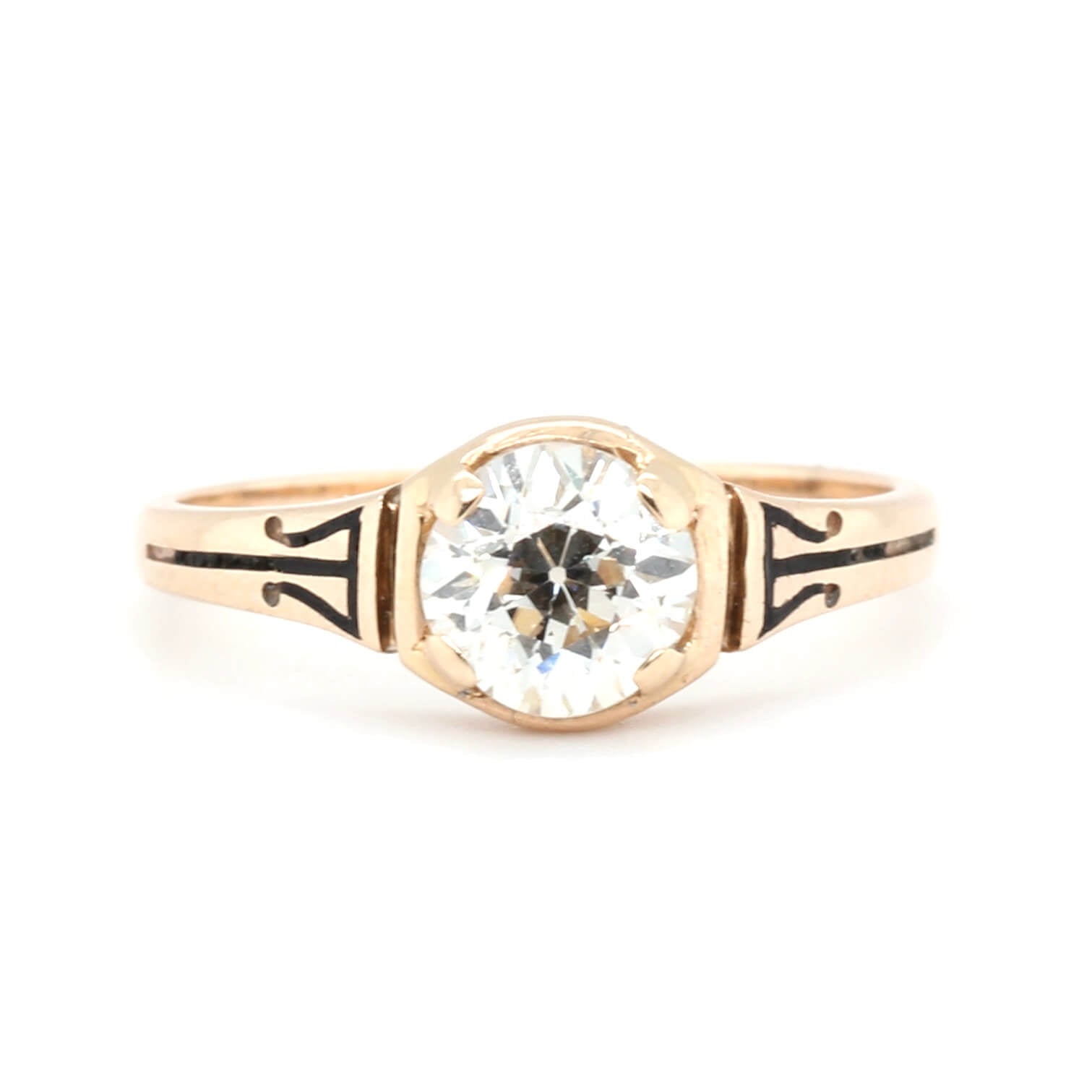 Victorian Diamond Enamel Ring-Charlotte Sayers Antique Jewellery
