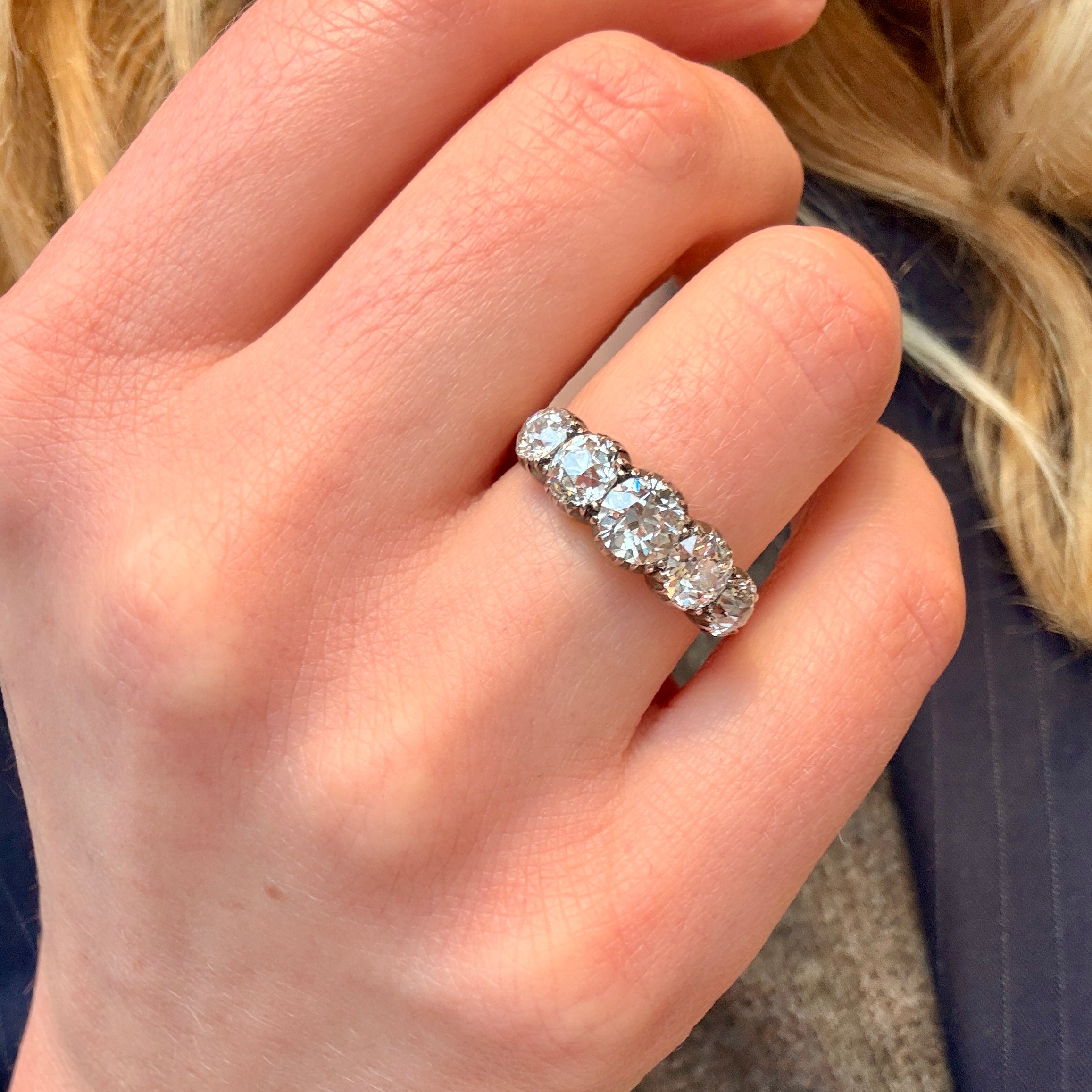 Victorian Diamond Five Stone Ring-Charlotte Sayers Antique Jewellery