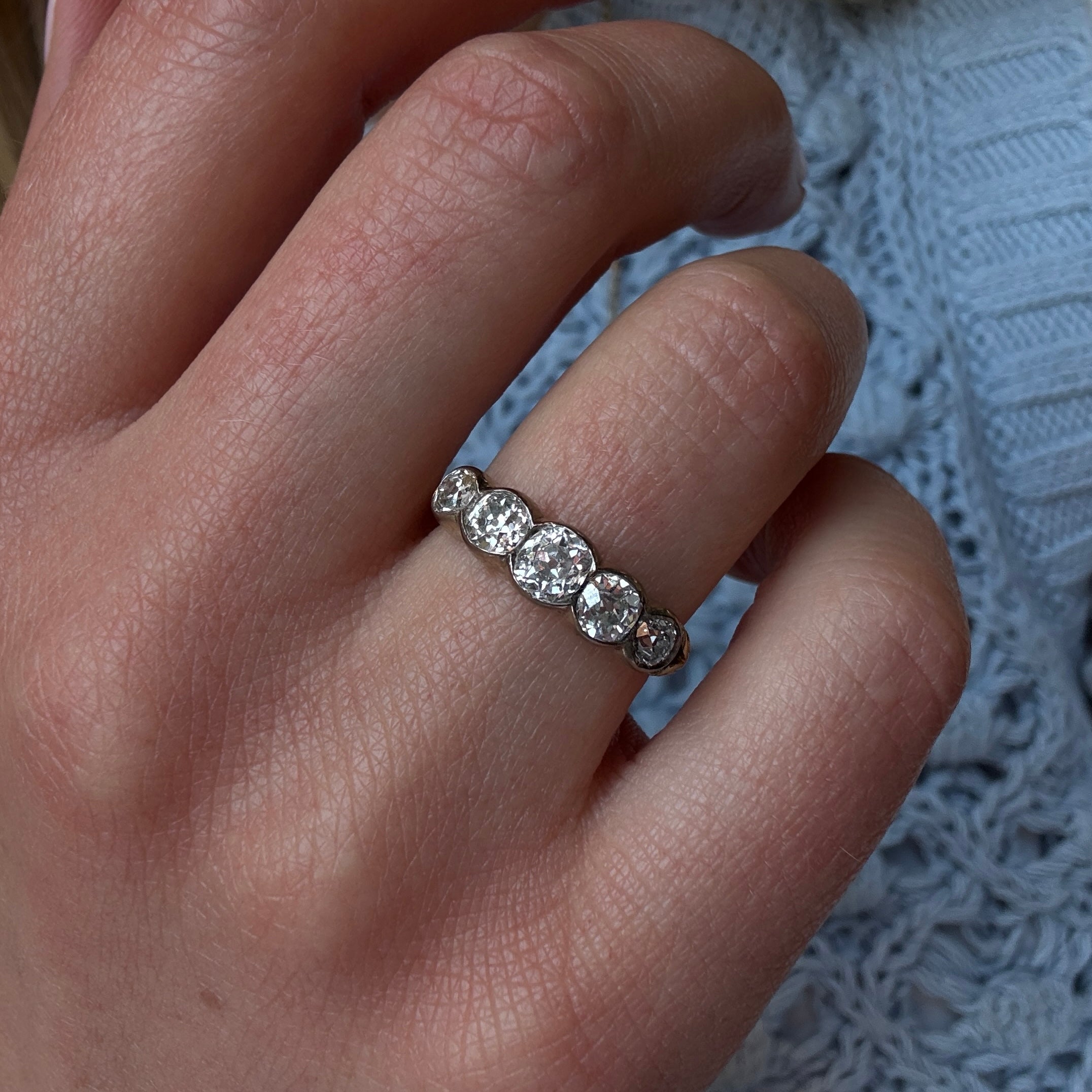 Victorian Diamond Five Stone Ring-Charlotte Sayers Antique Jewellery