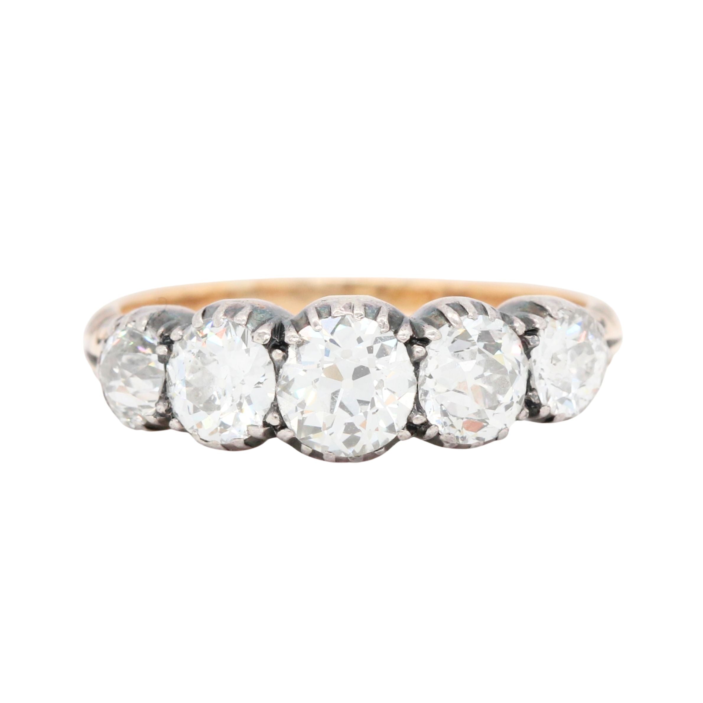 Victorian Diamond Five Stone Ring-Charlotte Sayers Antique Jewellery