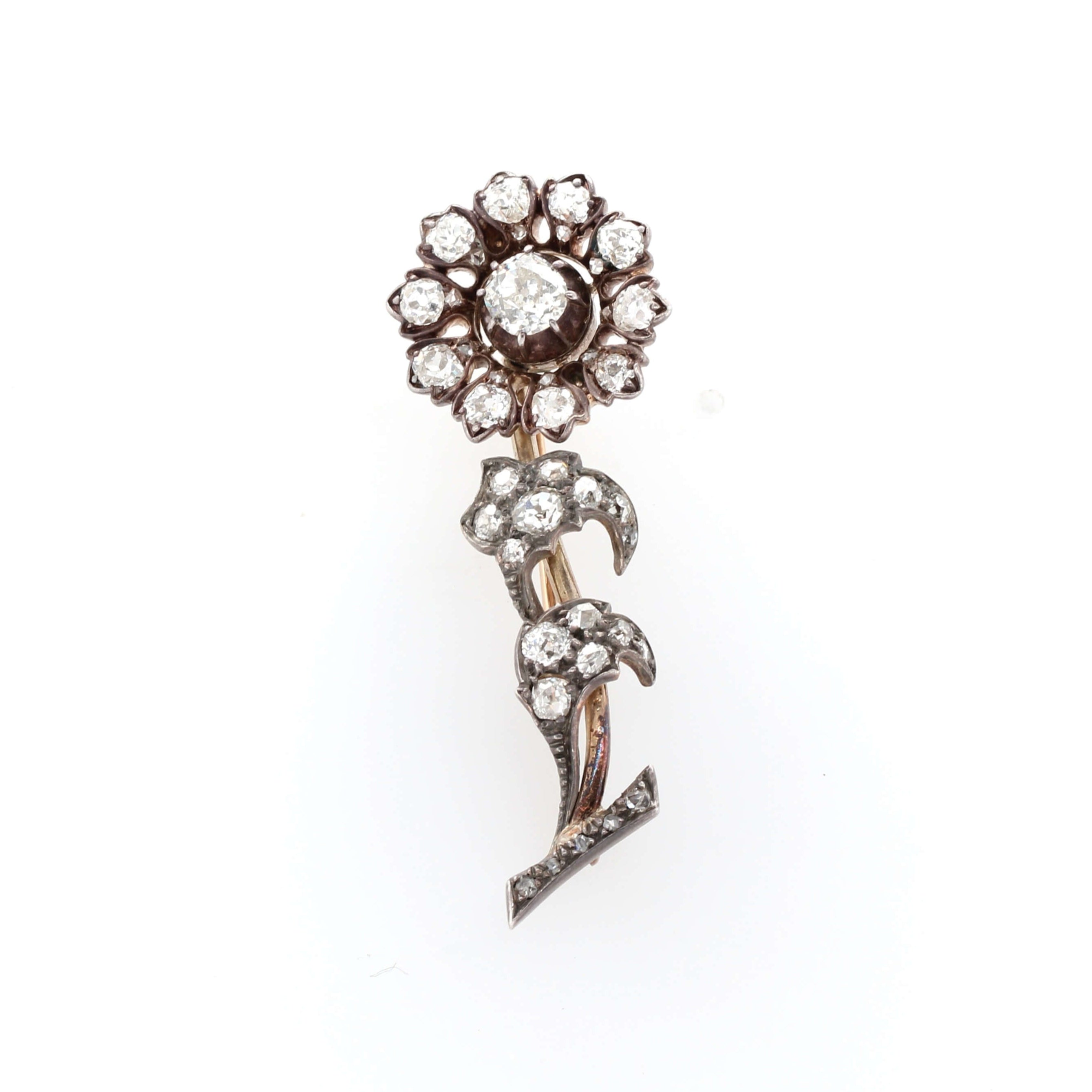 Victorian Diamond Flower Brooch-Charlotte Sayers Antique Jewellery