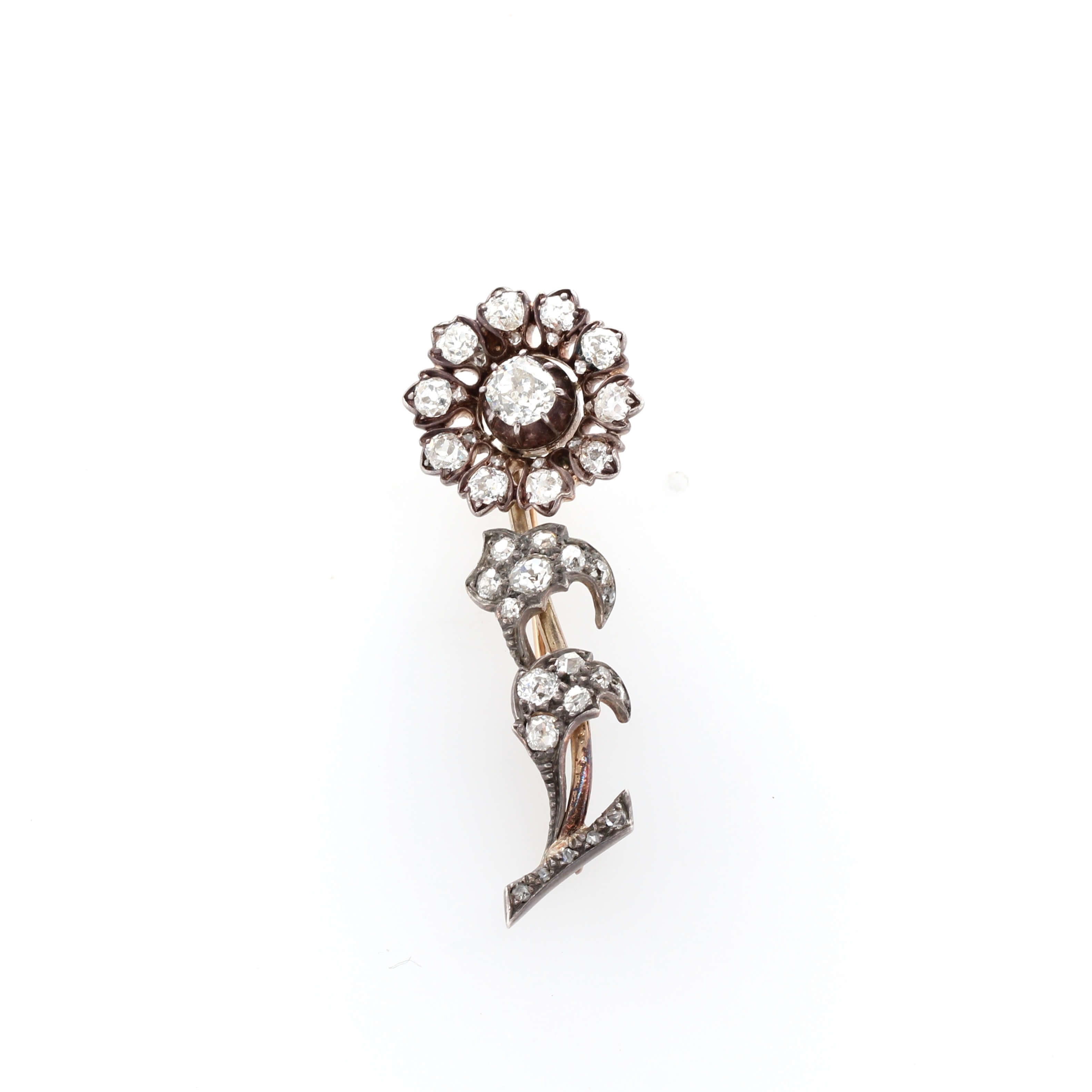 Victorian Diamond Flower Brooch-Charlotte Sayers Antique Jewellery