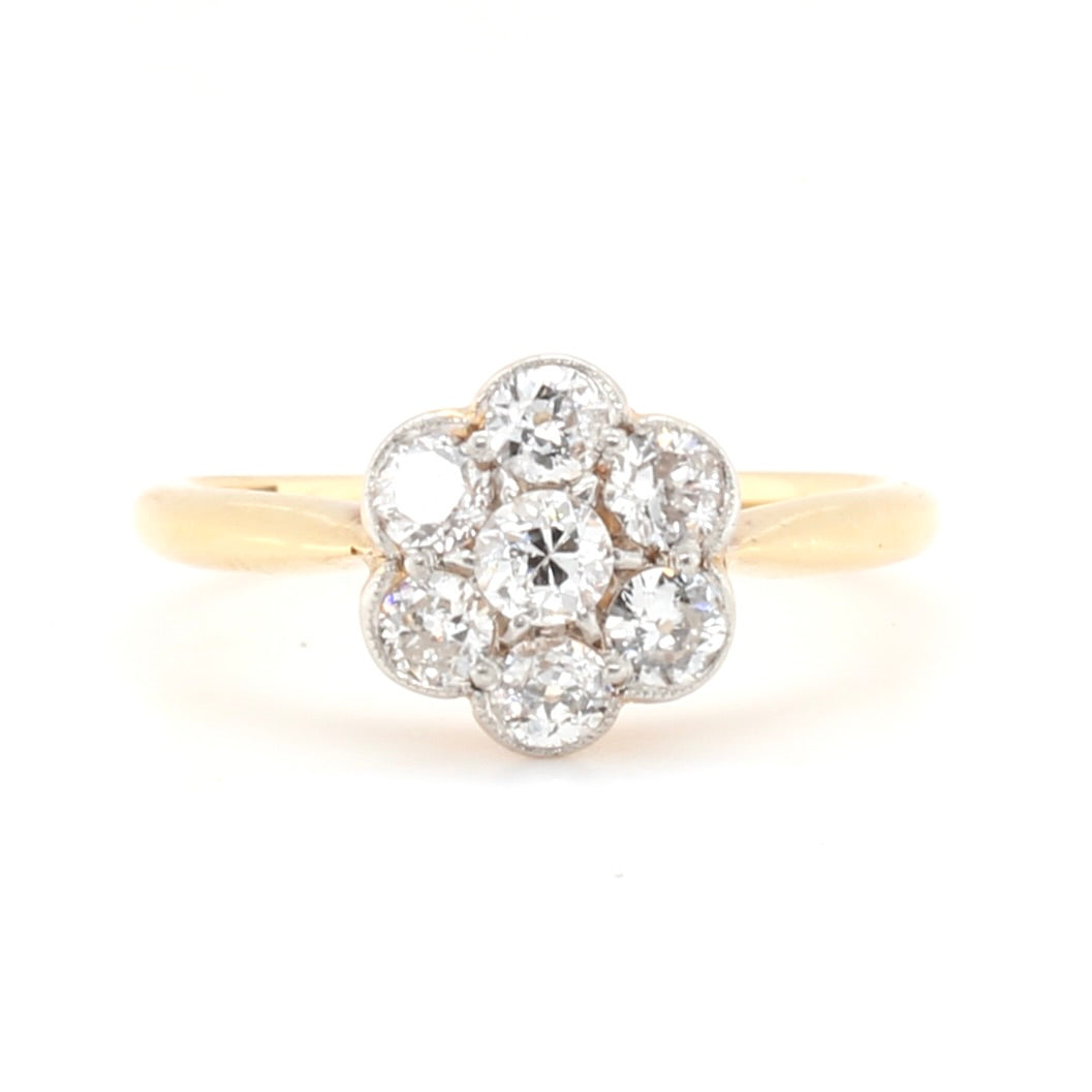 Victorian Diamond Flower Cluster Ring-Charlotte Sayers Antique Jewellery