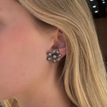 Victorian Diamond Flower Earrings-Charlotte Sayers Antique Jewellery