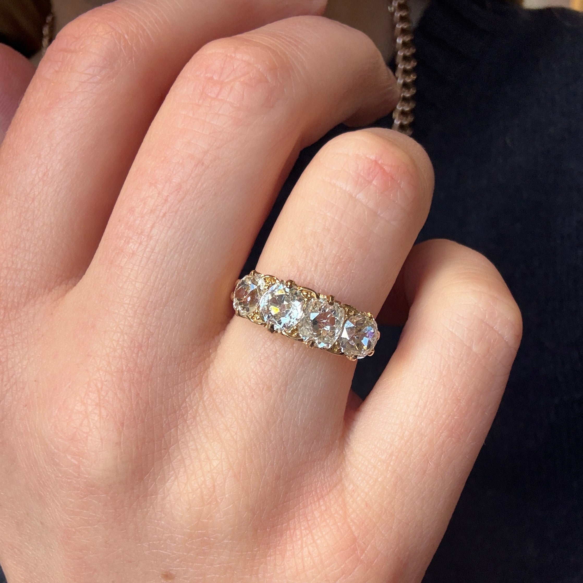Victorian Diamond Four Stone Ring-Charlotte Sayers Antique Jewellery