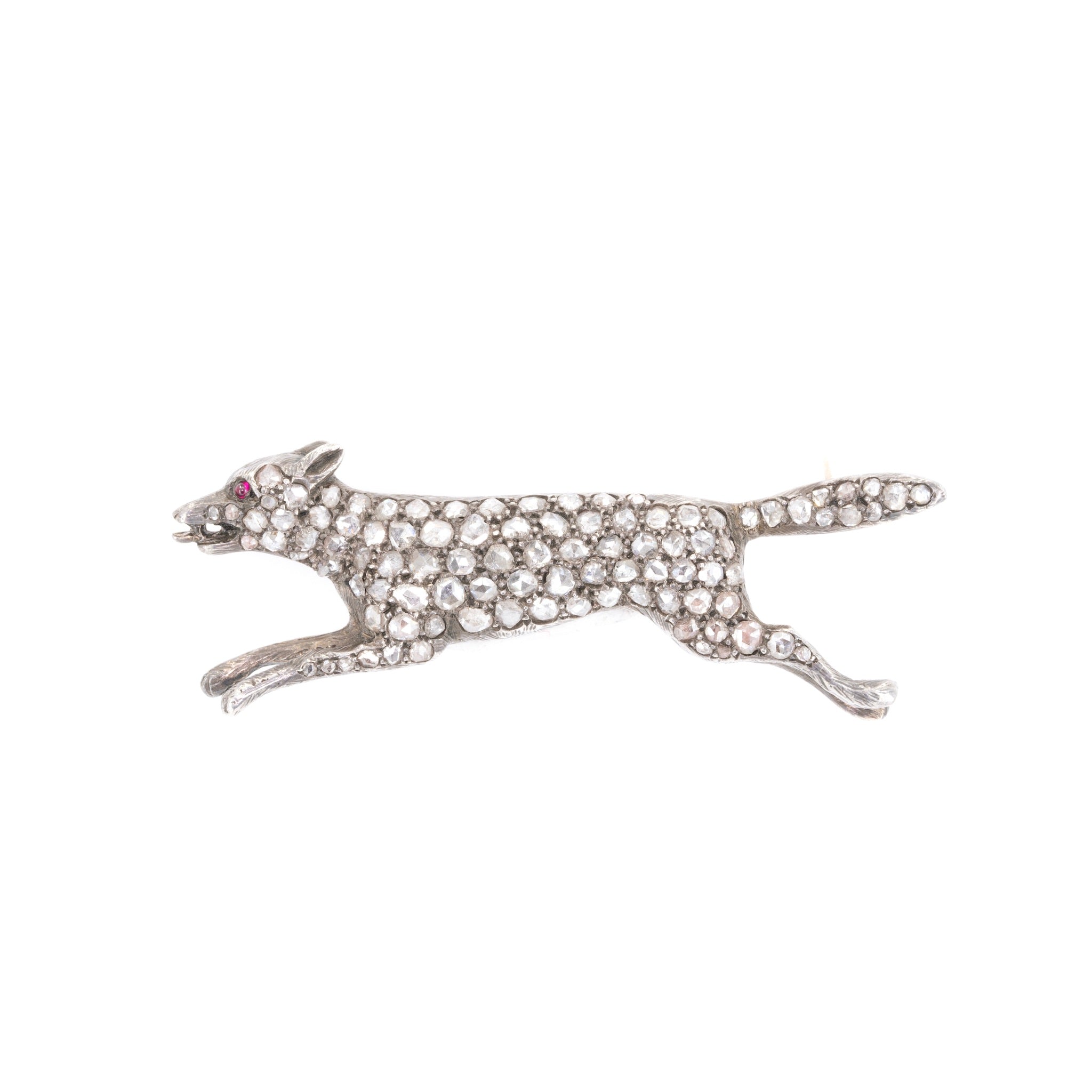 Victorian Diamond Fox Brooch-Charlotte Sayers Antique Jewellery