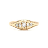 Victorian Diamond Gold Boat Ring-Charlotte Sayers Antique Jewellery