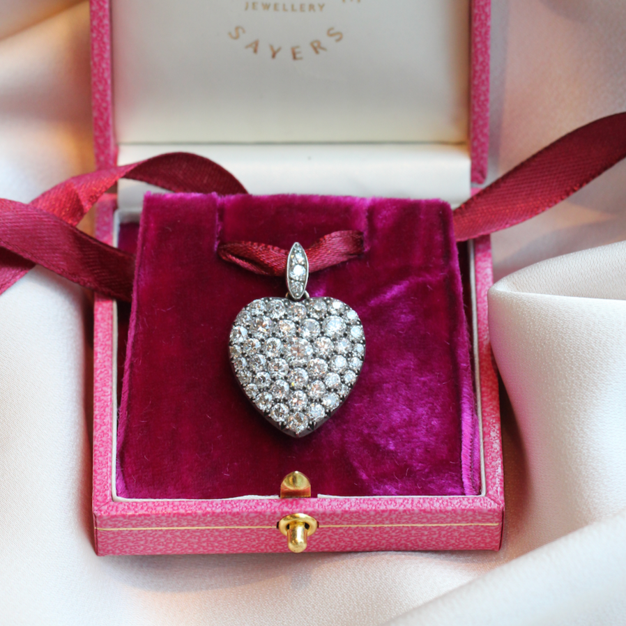 Victorian Diamond Heart Pendant-Charlotte Sayers Antique Jewellery
