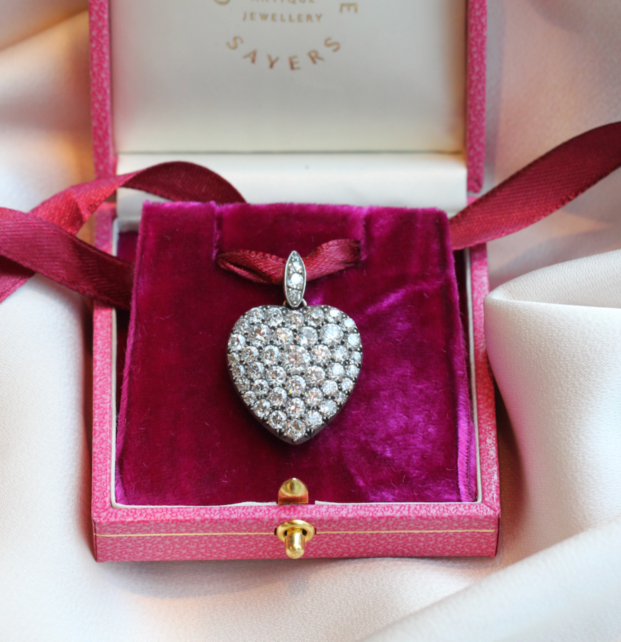 Victorian Diamond Heart Pendant-Charlotte Sayers Antique Jewellery