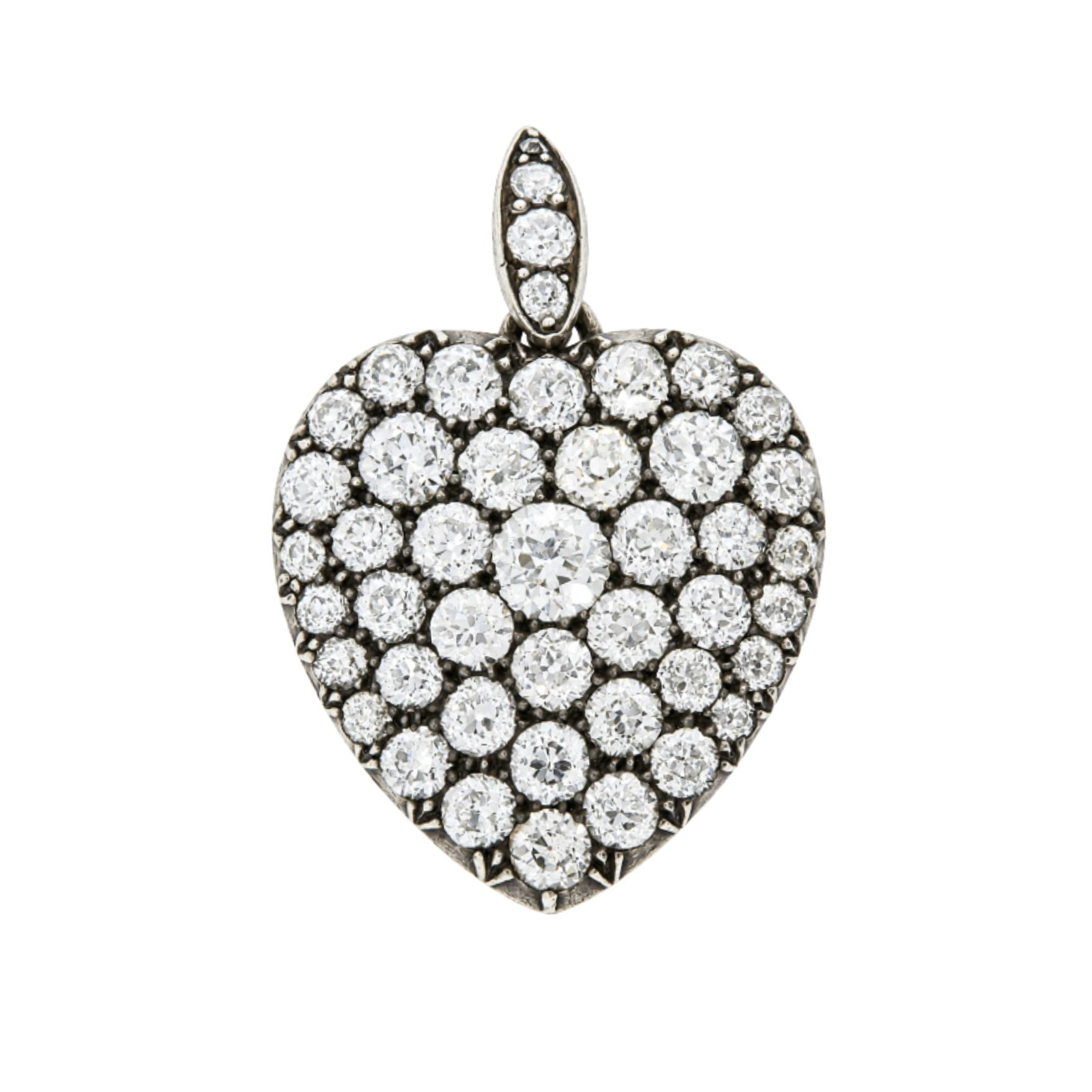 Victorian Diamond Heart Pendant-Charlotte Sayers Antique Jewellery