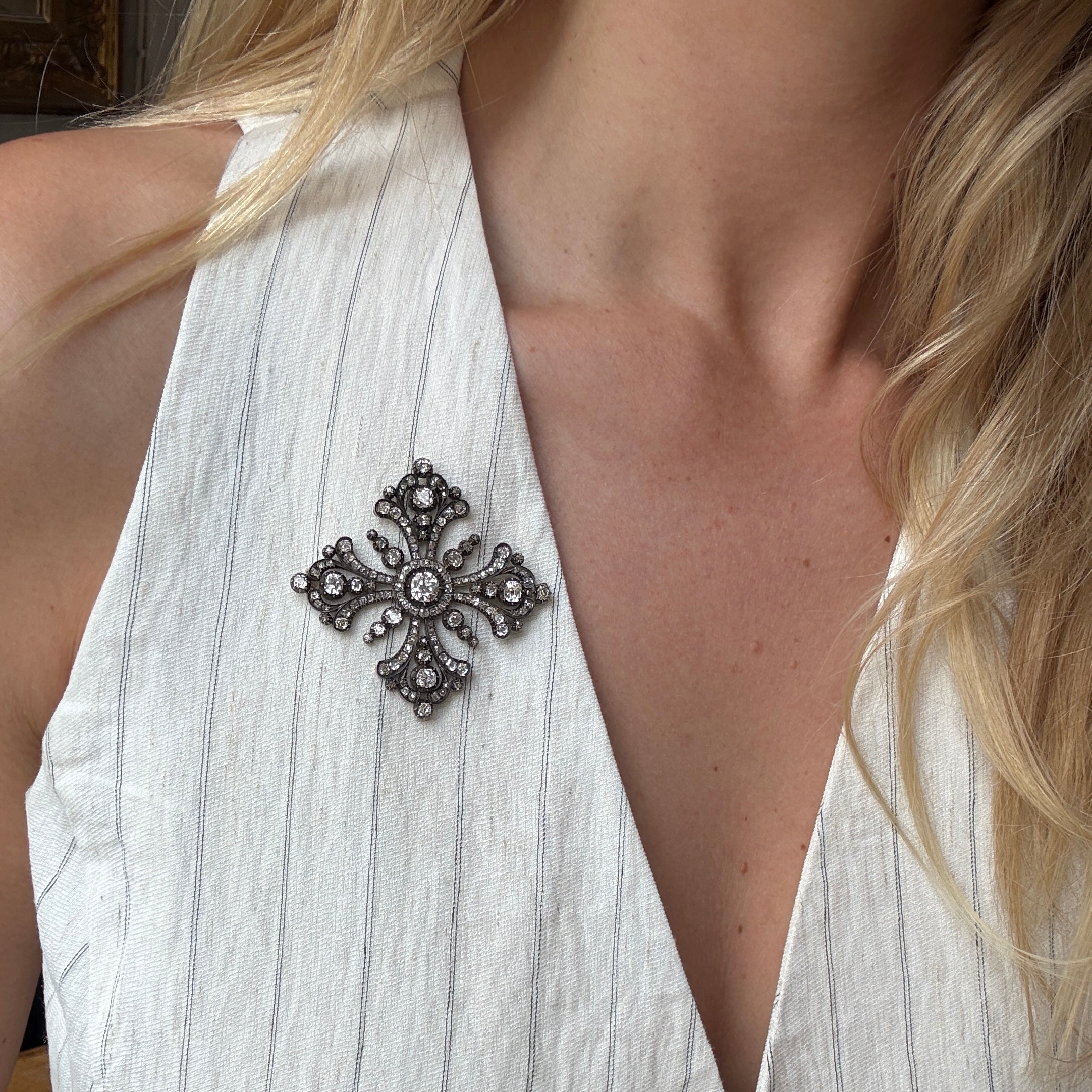 Victorian Diamond Maltese Cross Brooch-Charlotte Sayers Antique Jewellery