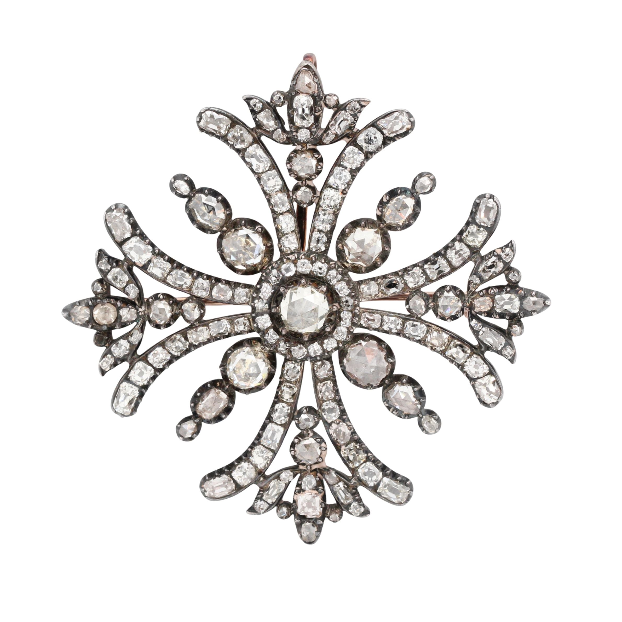 Victorian Diamond Maltese Cross Pendant / Brooch-Charlotte Sayers Antique Jewellery