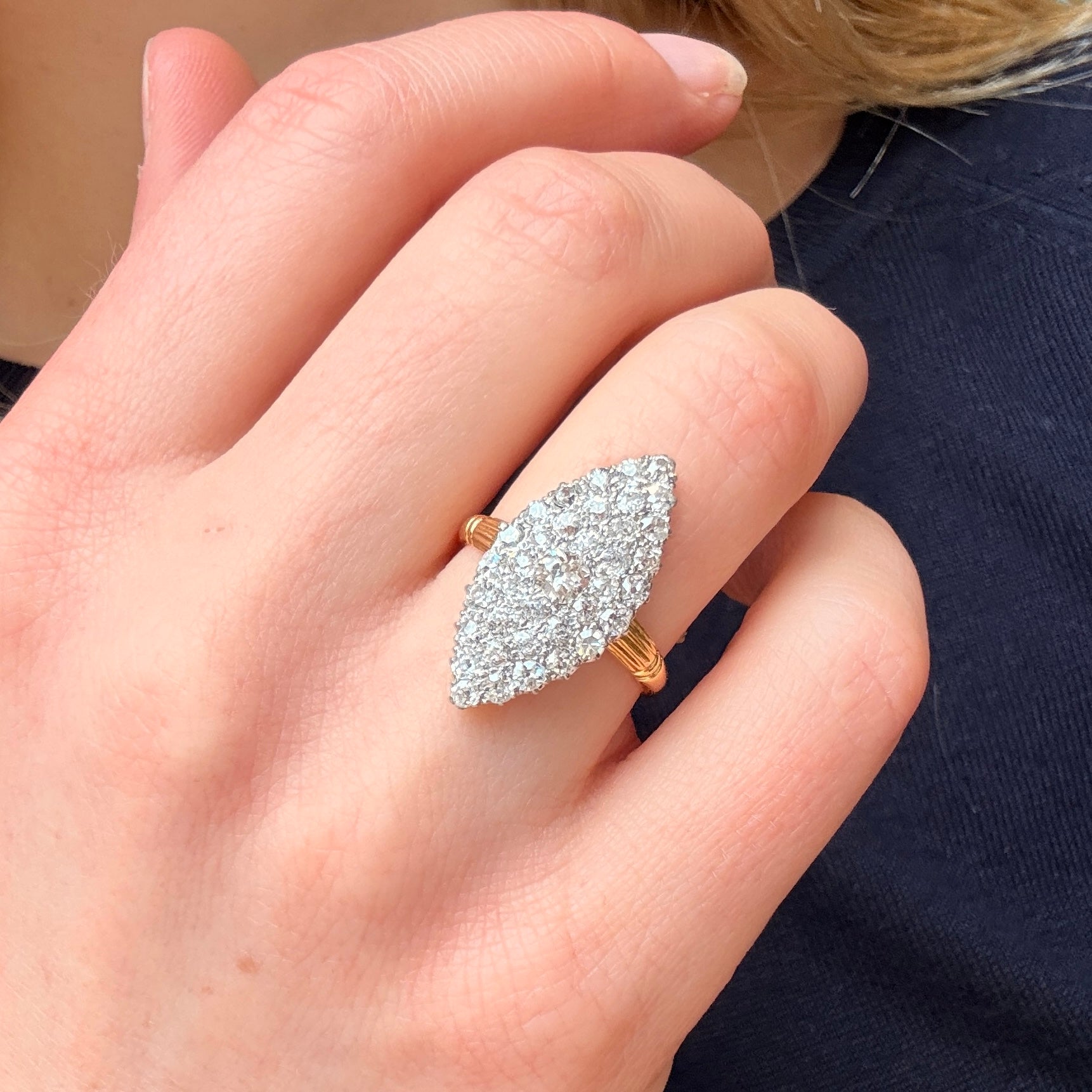 Victorian Diamond Marquise Ring-Charlotte Sayers Antique Jewellery