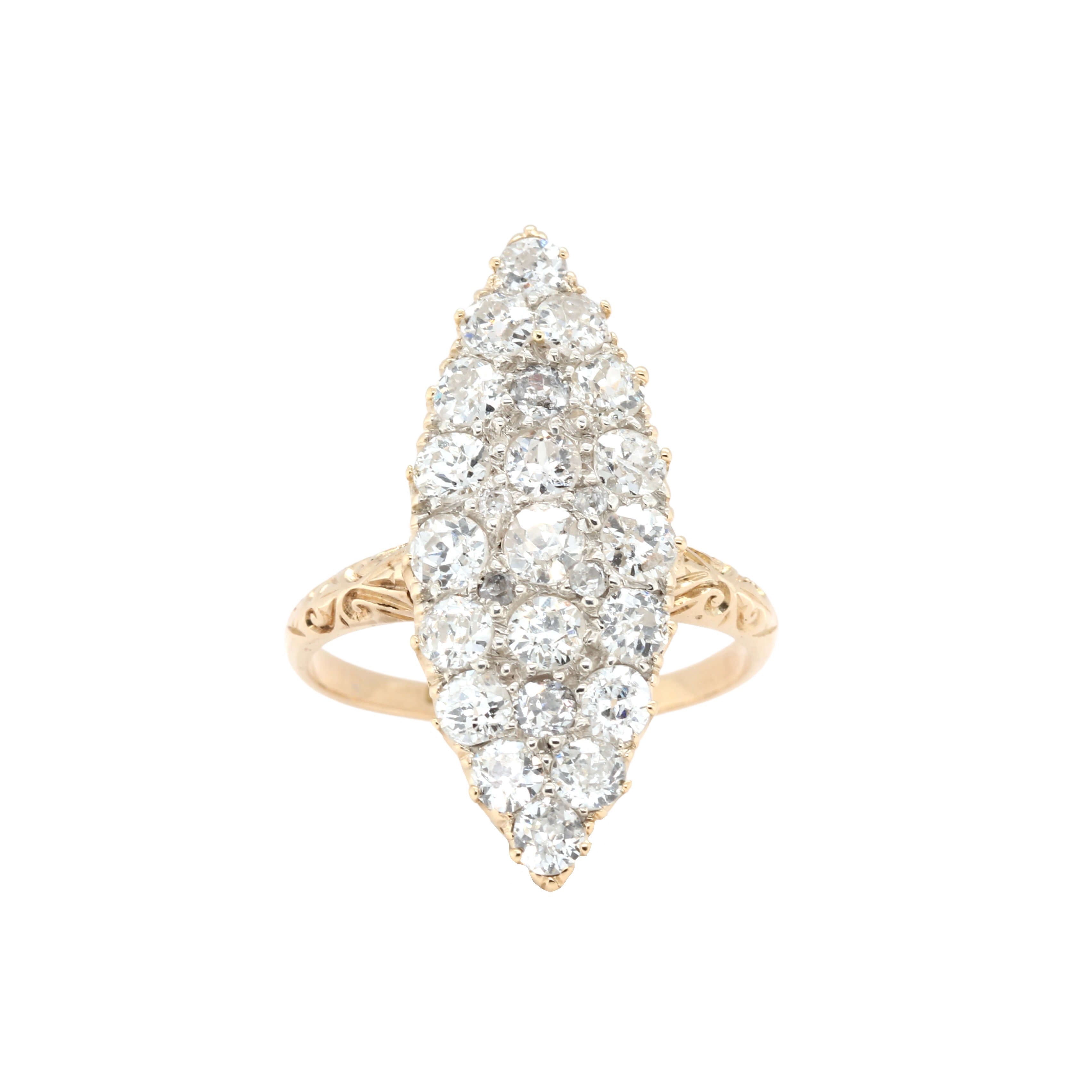 Victorian Diamond Marquise Ring-Charlotte Sayers Antique Jewellery